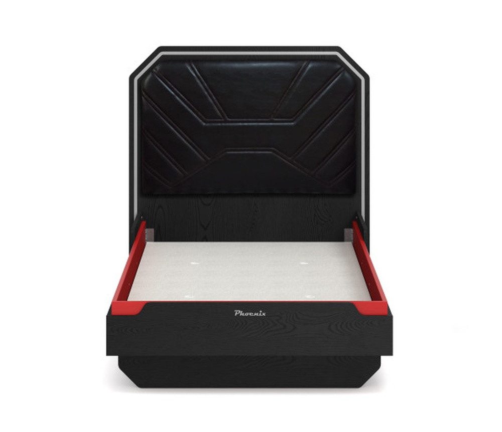 Aktürk Jugendbett PHOENIX, 100x200 cm mit wechselbarer LED-Beleuchtung in RGB-Farben, LED-Beleuchtung über Fernbedienung einstellbar