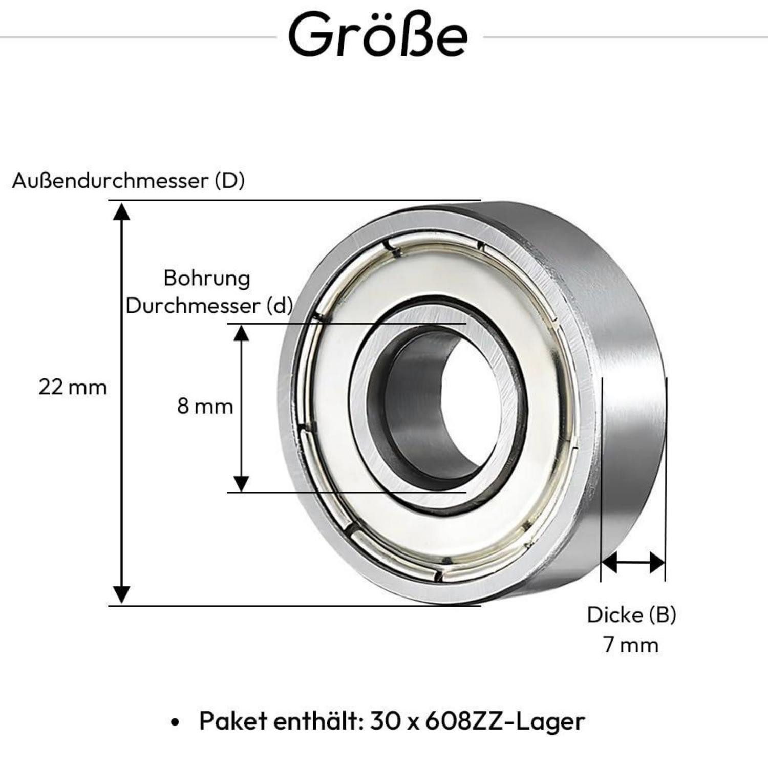LuxusKollektion Kugellager Kugellager 608ZZ 30er-Pack