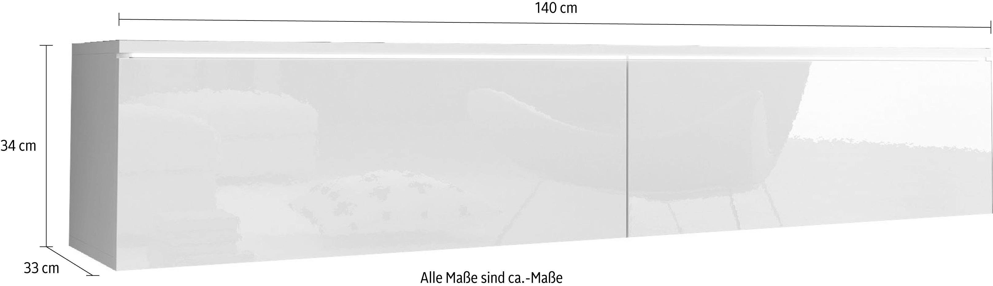 Home affaire Lowboard LOWBOARD D, wahlweise mit oder ohne Beleuchtung, modernes TV-Board ohne Griffe, mit viel Stauraum,stehend und hängend
