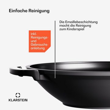 Klarstein Wok HEW37_black, Gusseisen, Emaille und Edelstahl (Set, Wok 37 cm diameter)