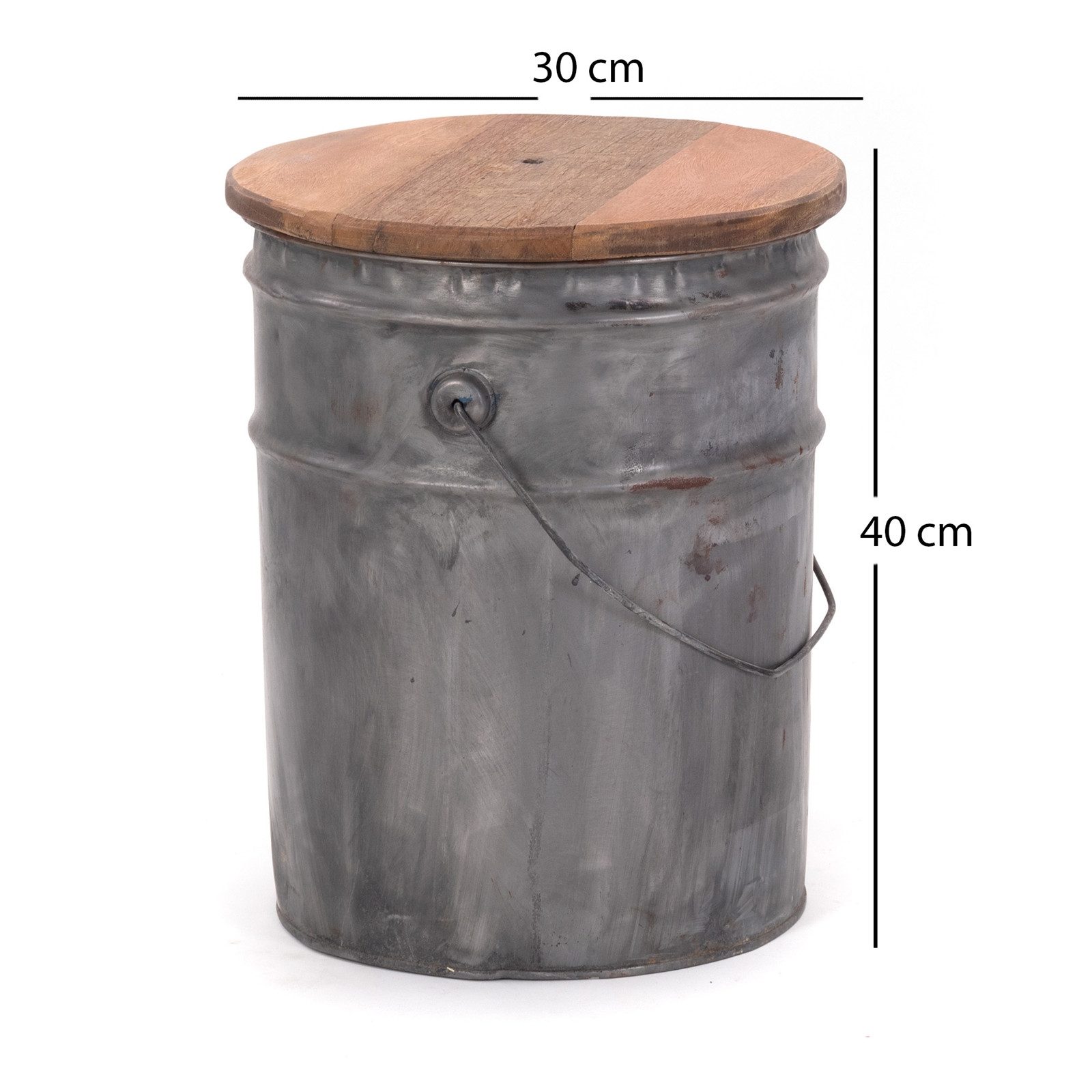 DESIGN DELIGHTS Hocker BEISTELLTISCH BARREL, 40x30 cm (Hx), Metall, Holz, Sitztonne