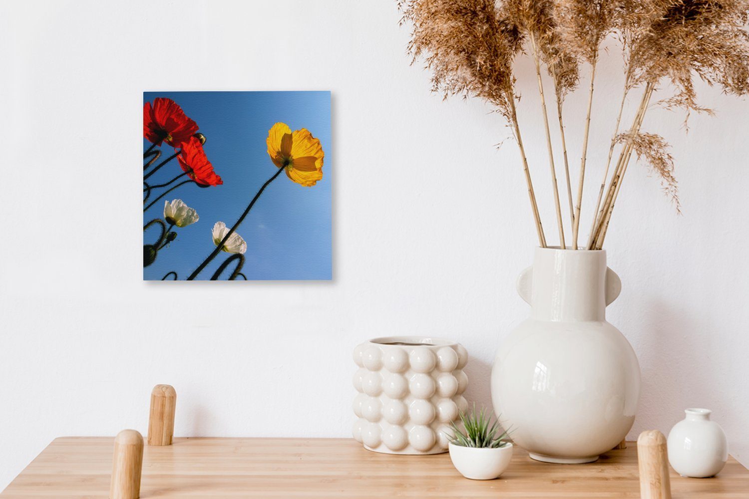 Wohnzimmer Mohnblumen OneMillionCanvasses® Leinwand (1 St), im Sommer, Bunte Leinwandbild Schlafzimmer Bilder für