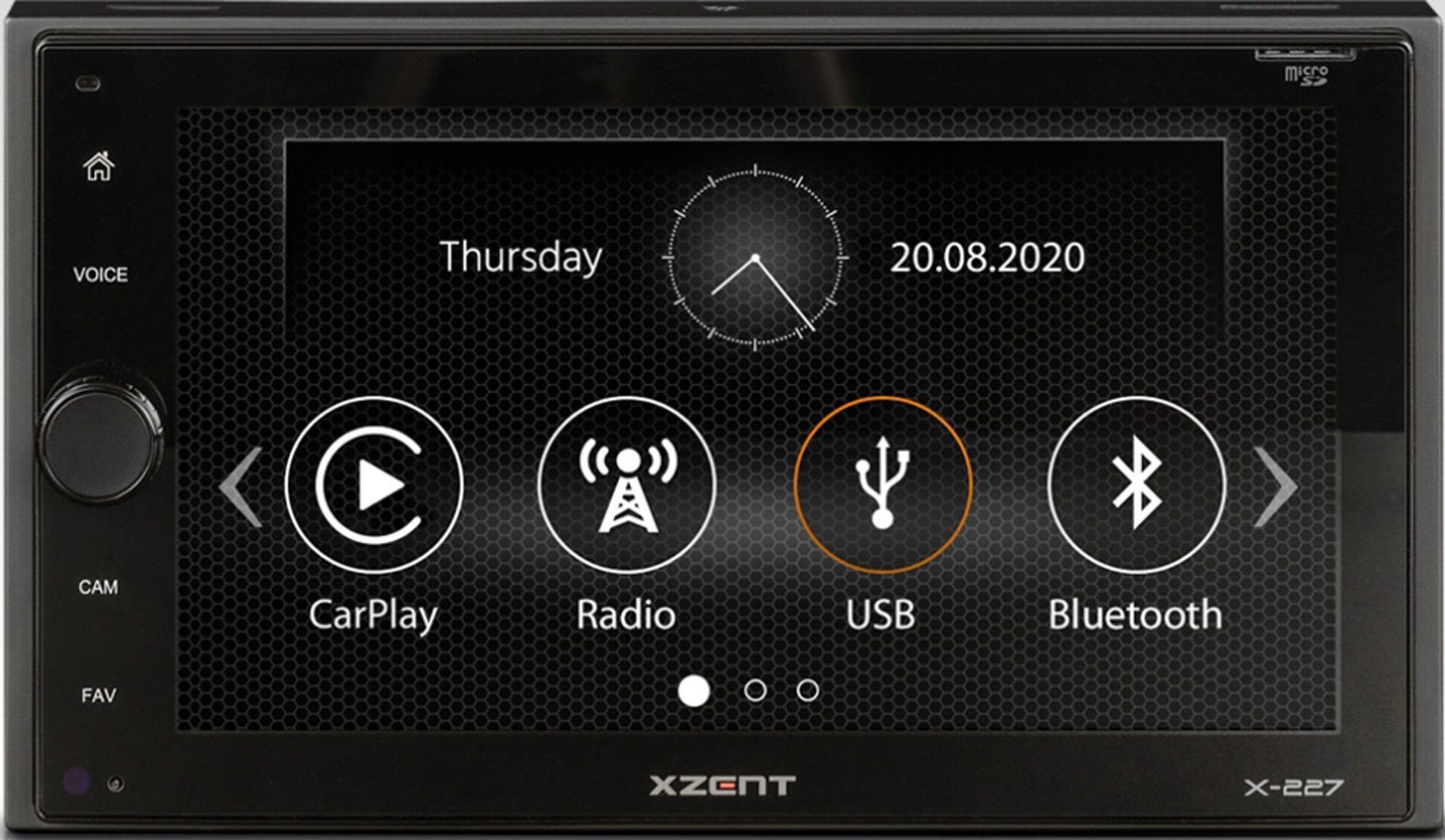 Xzent X-227 INFOTAINER MIT APPLE CARPLAY, DAB+, USB UND BLUETOOTH Autoradio (RDS, AM/FM Radio, Animiertes Display, Bluetooth, DAB+, Eingebauter Equalizer, Freisprecheinrichtung, Touchscreen, AUX Eingang, DAB)