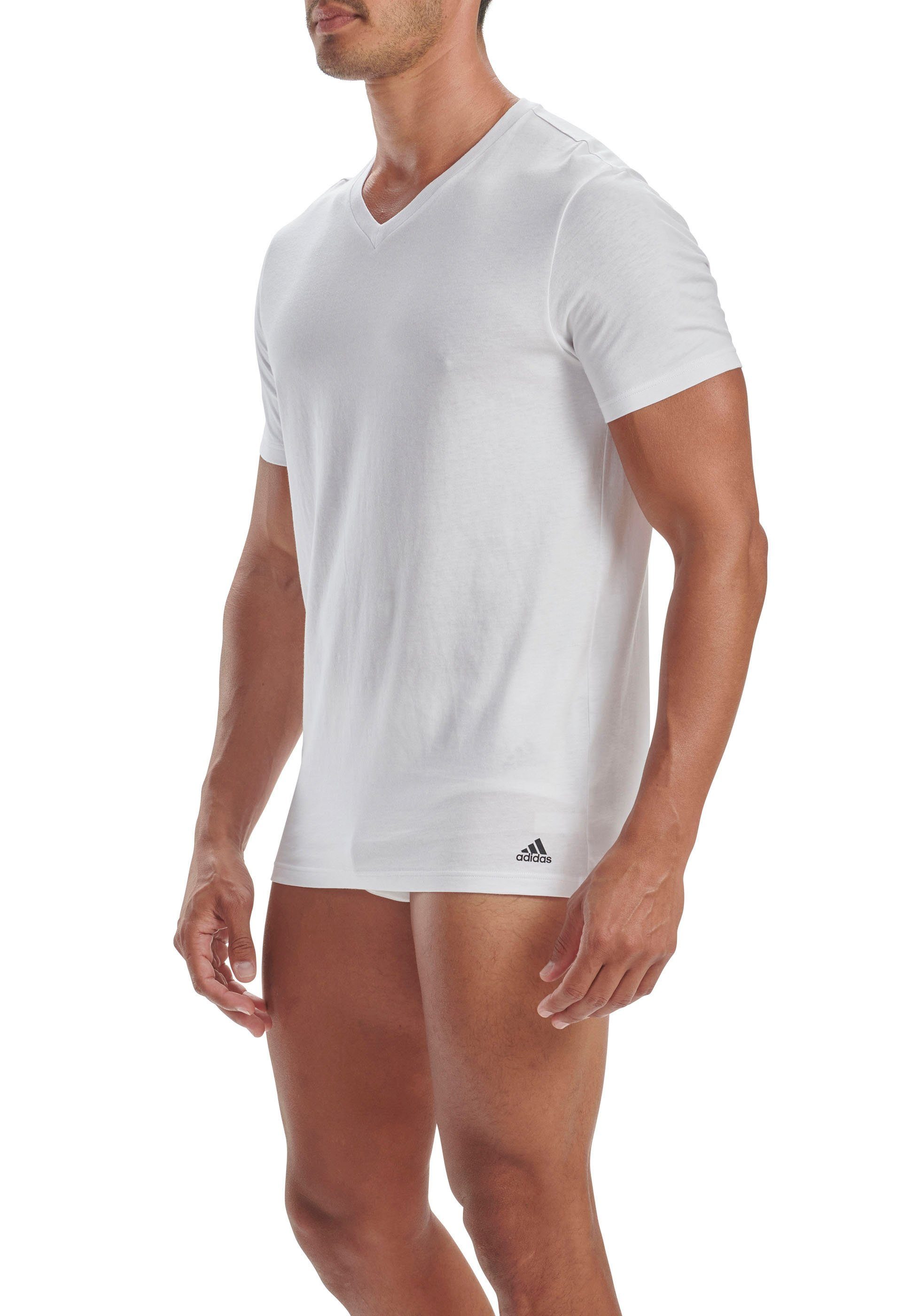 adidas Sportswear T-Shirt Active Flex Cotton (2er-Pack) V-Ausschnitt, Kurzarm, Single Jersey-Qualität, Slim Fit