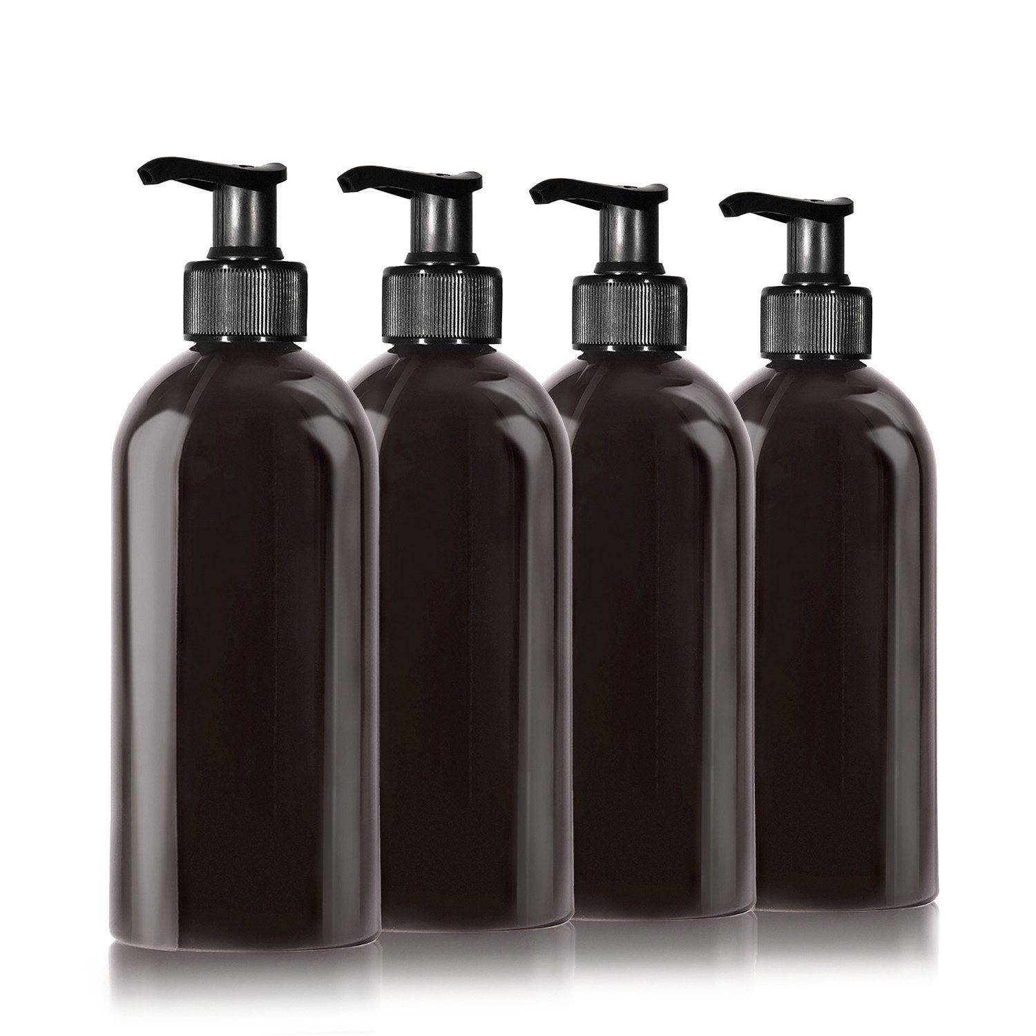 Oputec Seifenspender 4 x 500ml Seifenspender aus Kunststoff schwarz zum Befüllen
