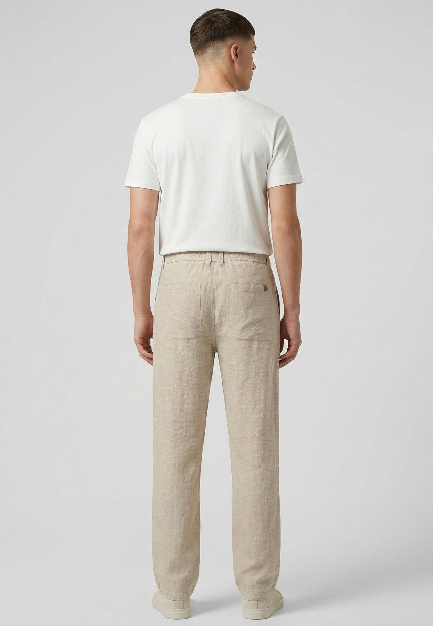 Eight2Nine Stoffhose Herren Hose aus Viskose-Leinen-Mix Melange-Optik, bequemer Gummibund
