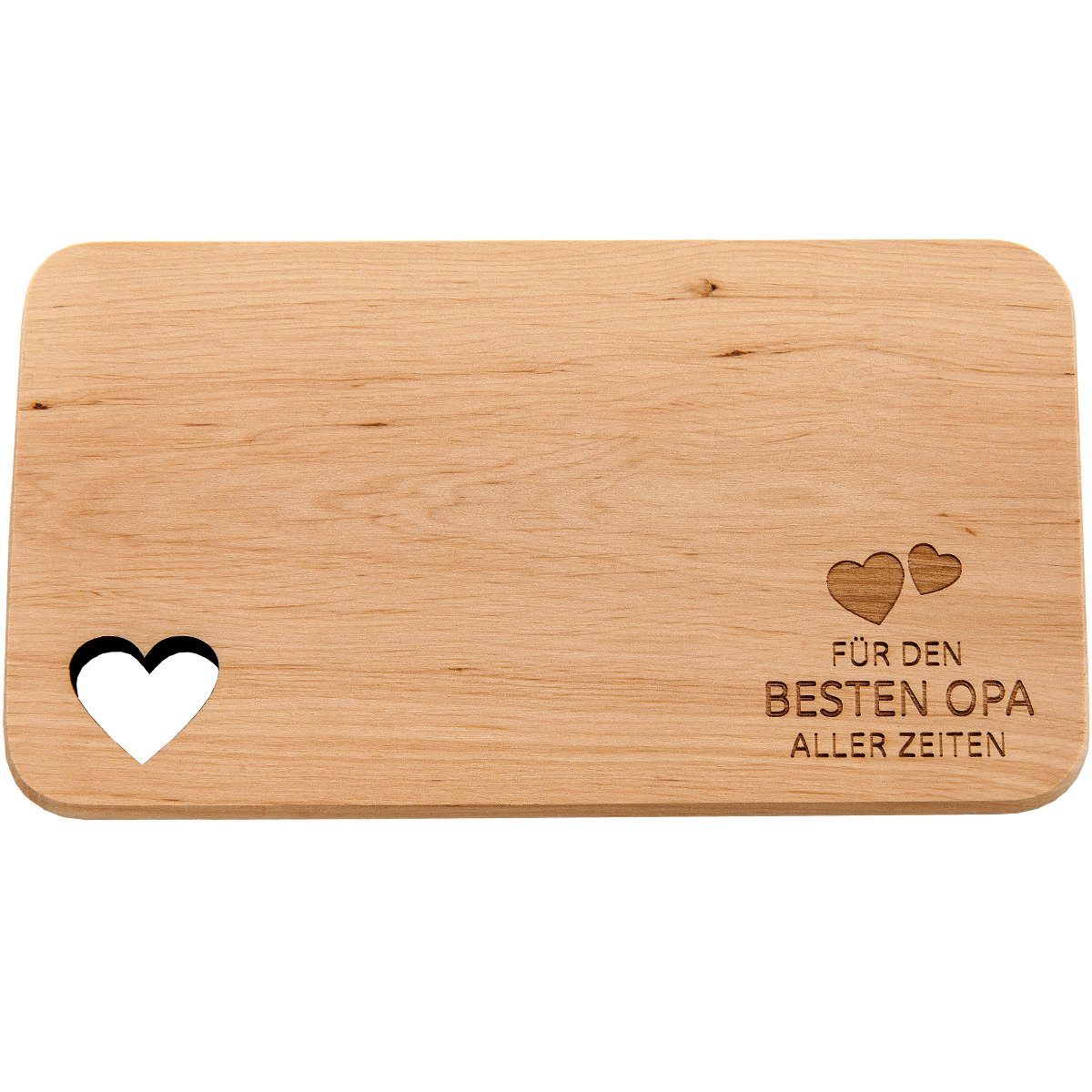 Spruchreif® Frühstücksbrett Frühstücksbrettchen aus Holz · Brotzeitbrett mit Gravur · Geschenk für Familie · Holzbrettchen mit Herzausschnitt