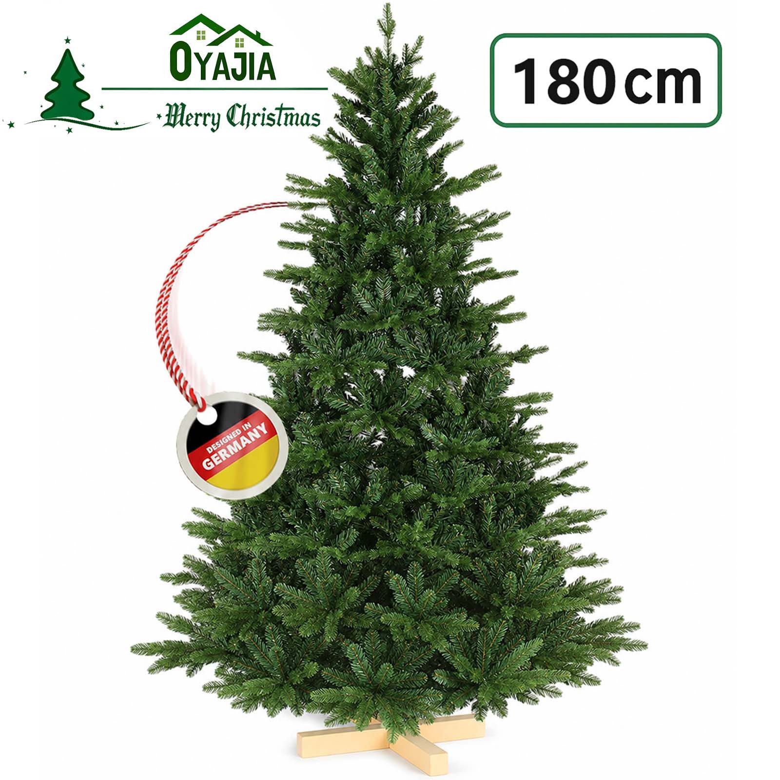 oyajia Künstlicher Weihnachtsbaum Künstlicher Weihnachtsbaum mit Holzbeinen, Tannenbaum, 180 cm, 900 Zweige, PVC/PE