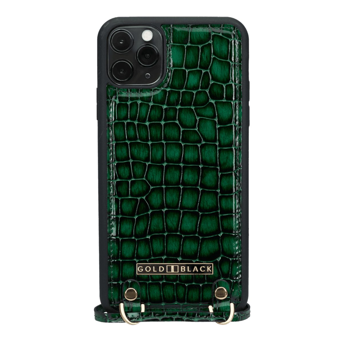 GOLDBLACK Handyhülle GOLDBLACK iPhone 11 Pro Max Lederhülle mit Necklace MILANO-Design Grün