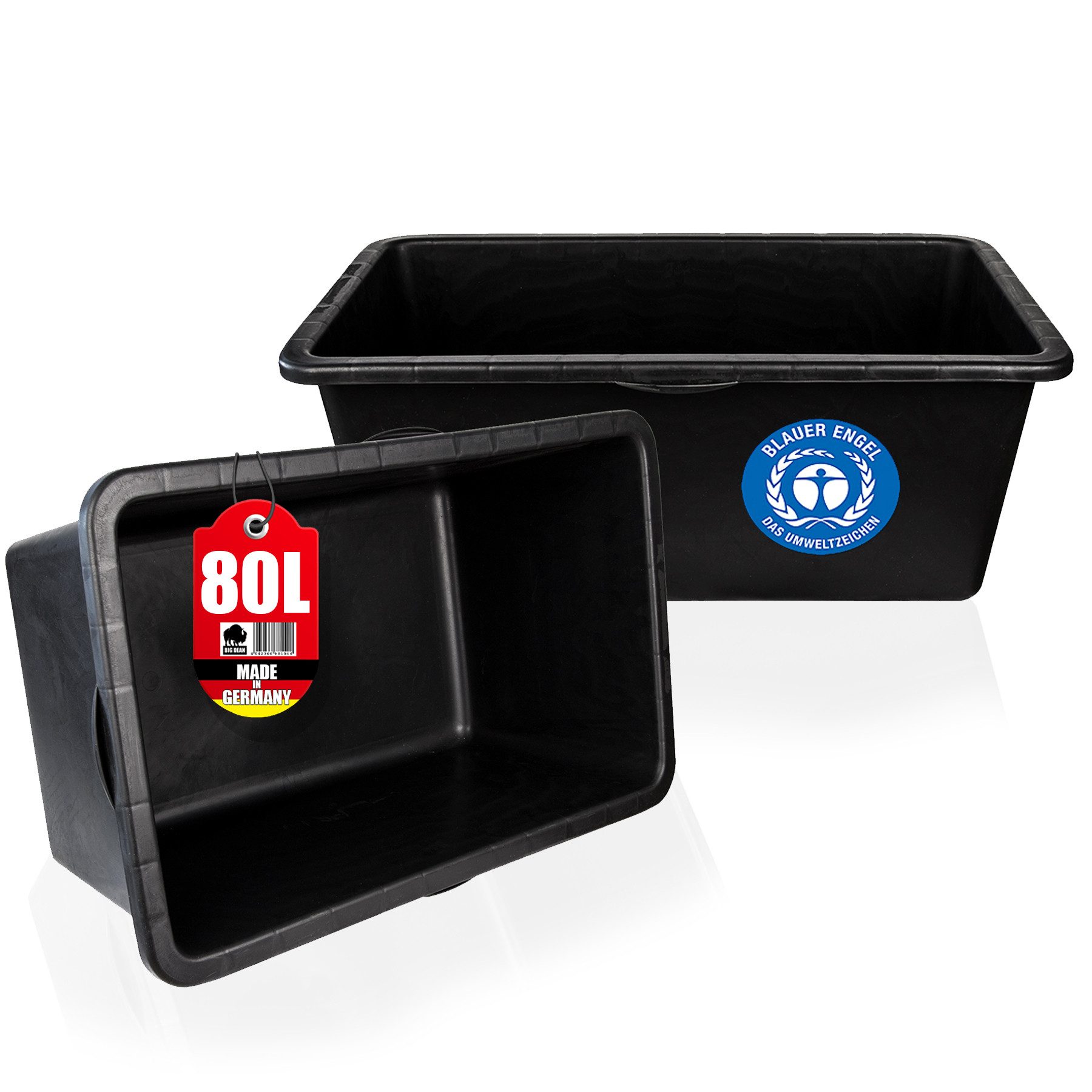 BigDean Mörtelkasten Mörtelwanne 80 L Eckig Miniteich Baueimer Made in Germany, (Set, 1-tlg., Mörtelwanne), Vielseitig, Speiswanne, Mörtelwanne, Zementwanne, Mini Teich.