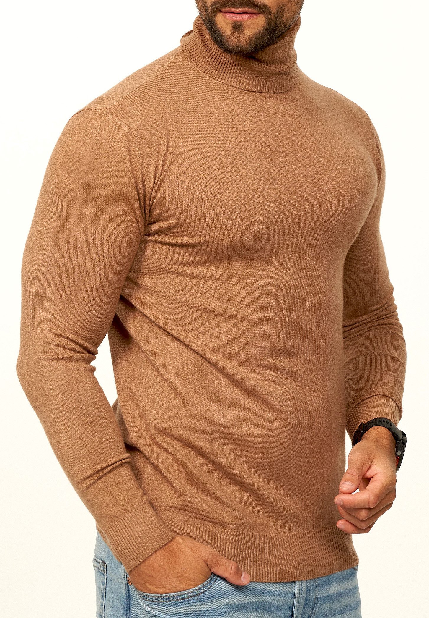 DAILY COTTON Rollkragenpullover als Feinstrick Pulli in Slim Fit für Herren günstig online kaufen