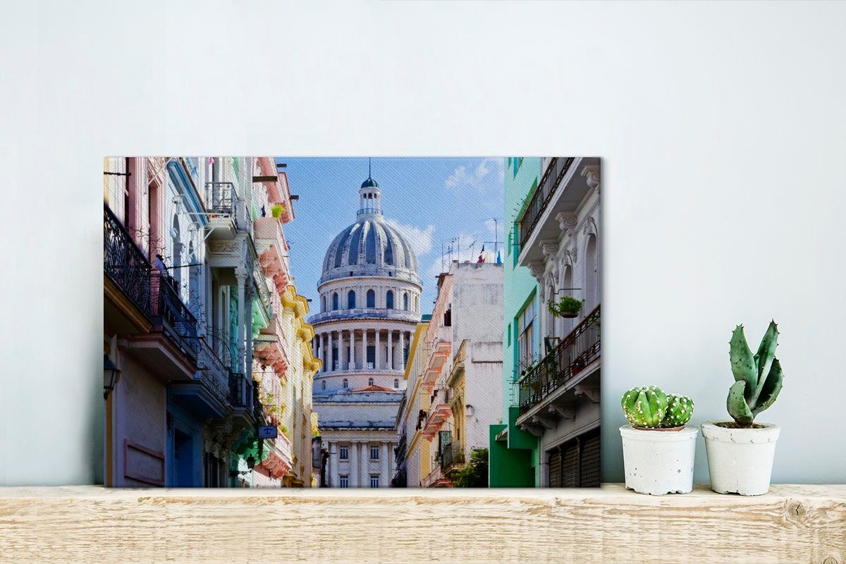 Wandbild St), Leinwandbild Wanddeko, Capitolo Aufhängefertig, Kuba, in OneMillionCanvasses® El einer cm am (1 Ende schönen Leinwandbilder, 30x20 Straße