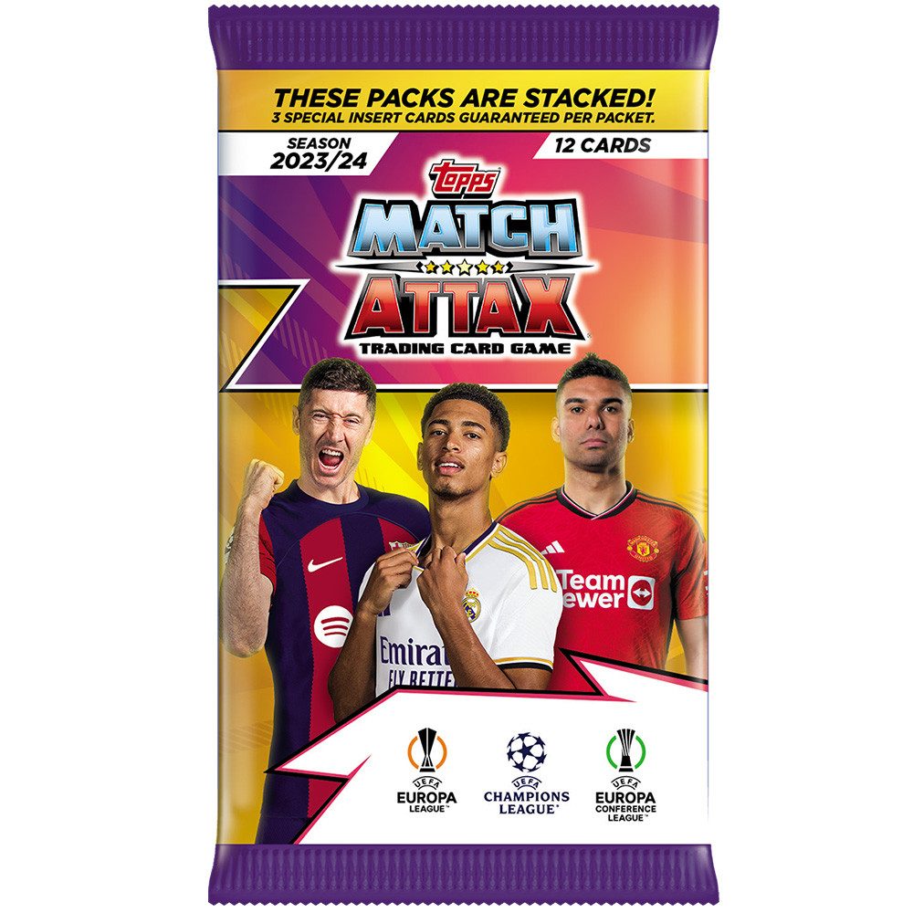 Topps Sammelkarte Champions League 2023/24 3 Display (108 Booster) + collect-it Hüllen
