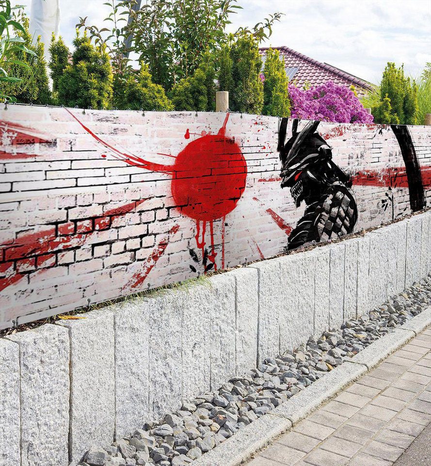 Thumbnail - MyMaxxi Sichtschutzzaunmatten Zaunbanner Dämonen Samurai mit Katana Sichtschutz Garten Zaun, (Bambus grün)