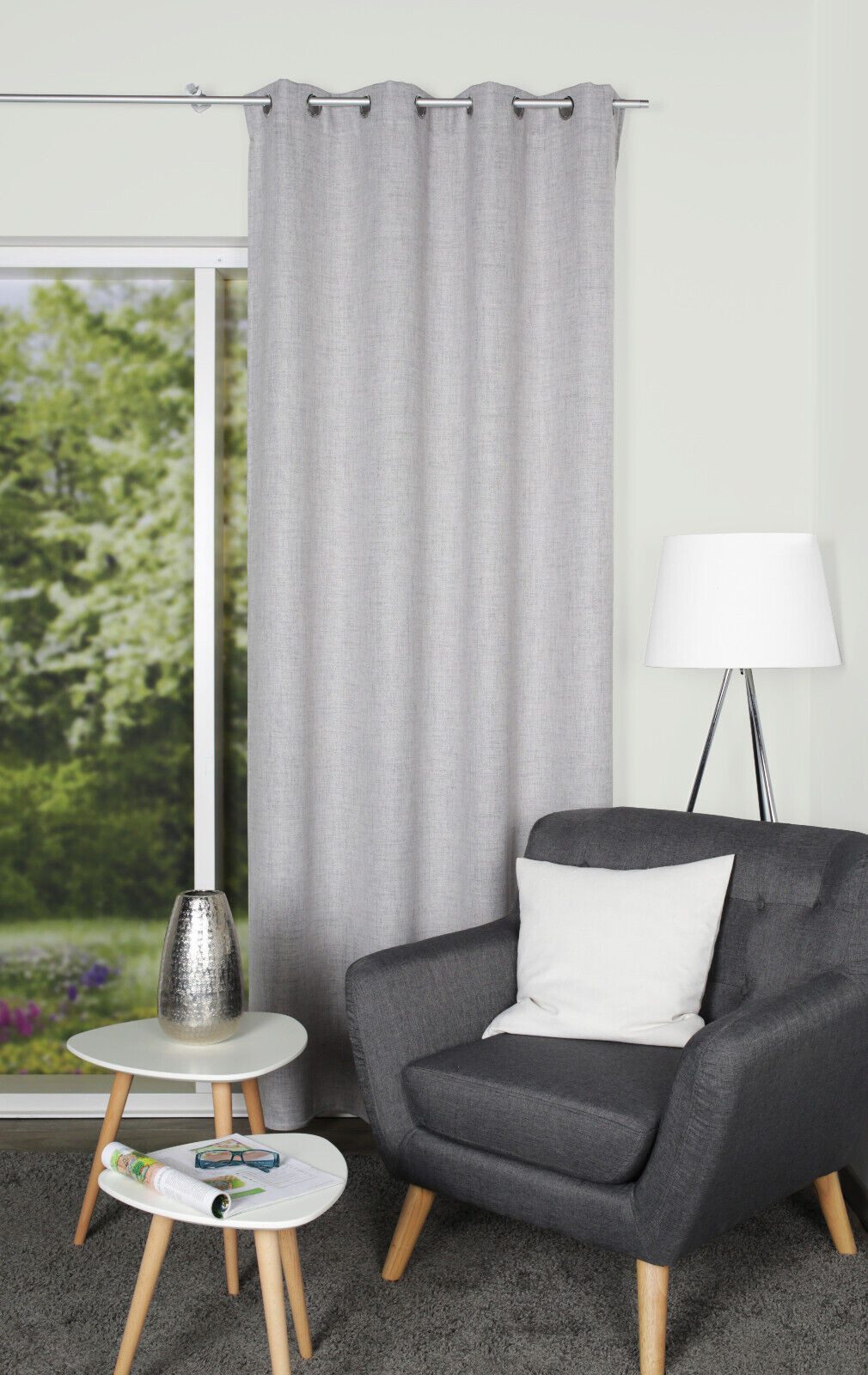 Clever-Kauf-24 Vorhang Ösenschal Leinen, grau, blickdicht, BxH 140x245cm, Ö günstig online kaufen