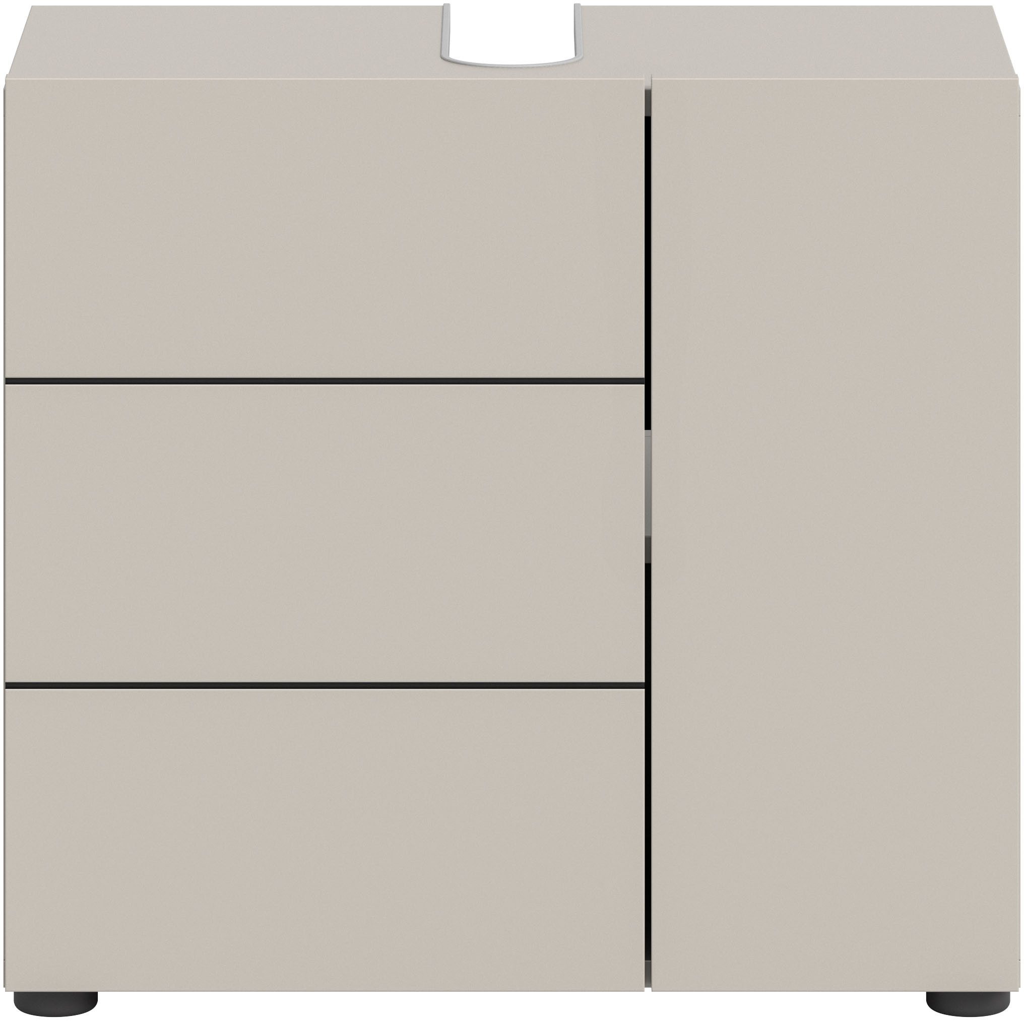 welltime Waschbeckenunterschrank BIEL, Breite: 60 cm, 2 Türen, 2 Fächer, Siphonausschnitt (1-St) Waschbeckenunterschrank, Unterschrank, WBU, Badezimmer, Bad