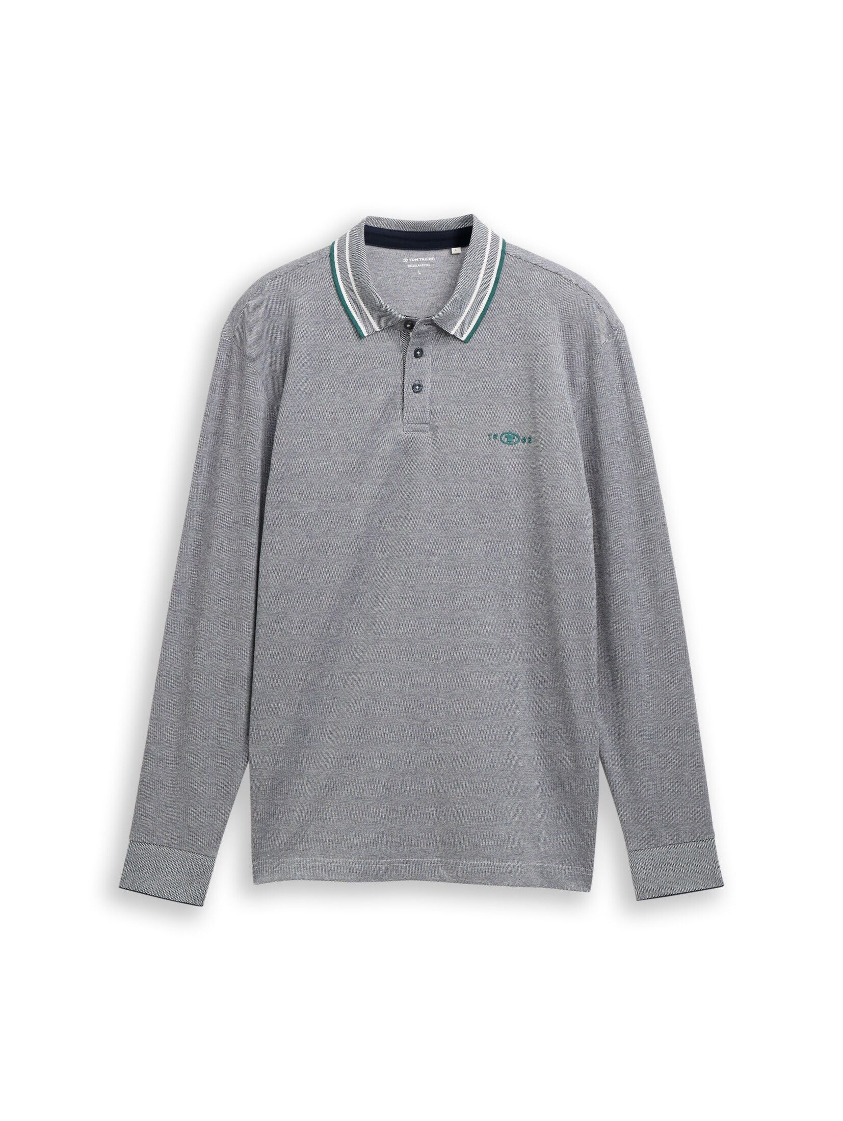 TOM TAILOR Langarm-Poloshirt Poloshirts Langarm Piqué Poloshirt mit Logo-Print