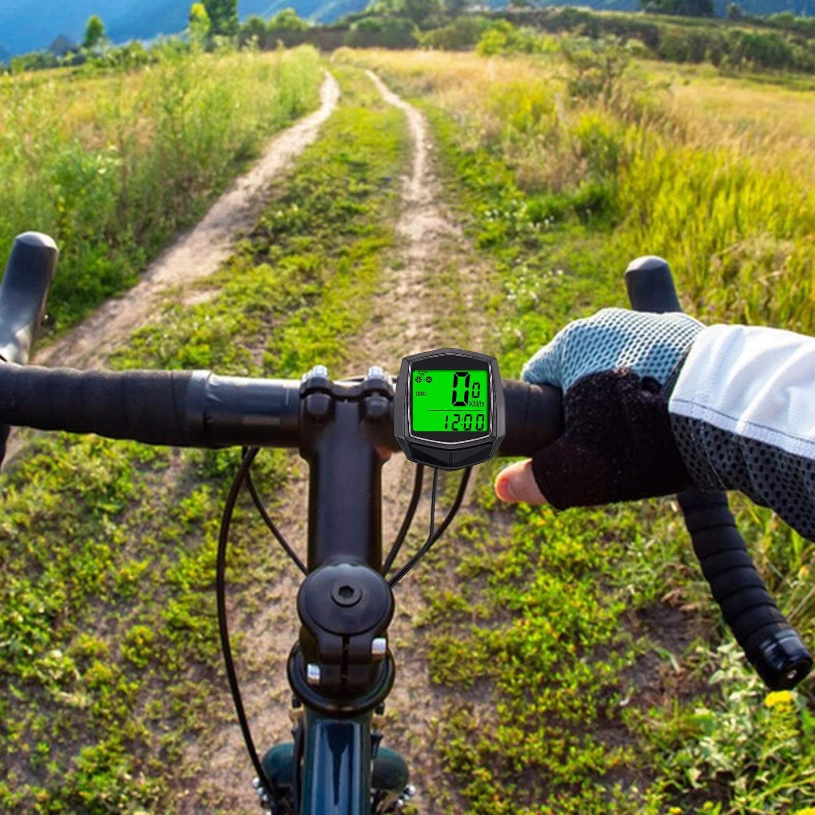 MOPUEA Fahrradcomputer Fahrradcomputer Kabelgebunden Tachometer LCD Fahrrad Tacho (Fahrradcomputer mit Kabelsensor und LCD Anzeige, Tacho Set für präzise Geschwindigkeits und Distanzmessung), Kabelgebunden präzise wasserdicht leicht und gut lesbar