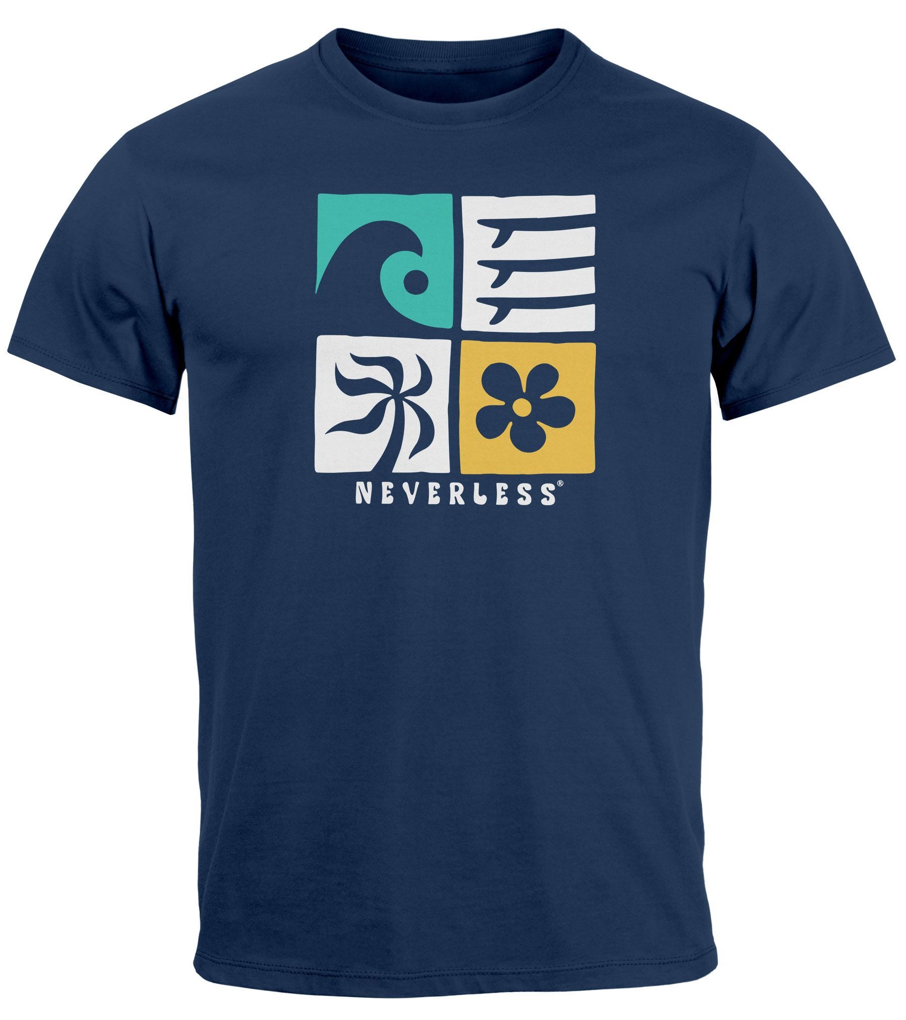 Neverless Print-Shirt Herren T-Shirt Surfing Icons günstig online kaufen