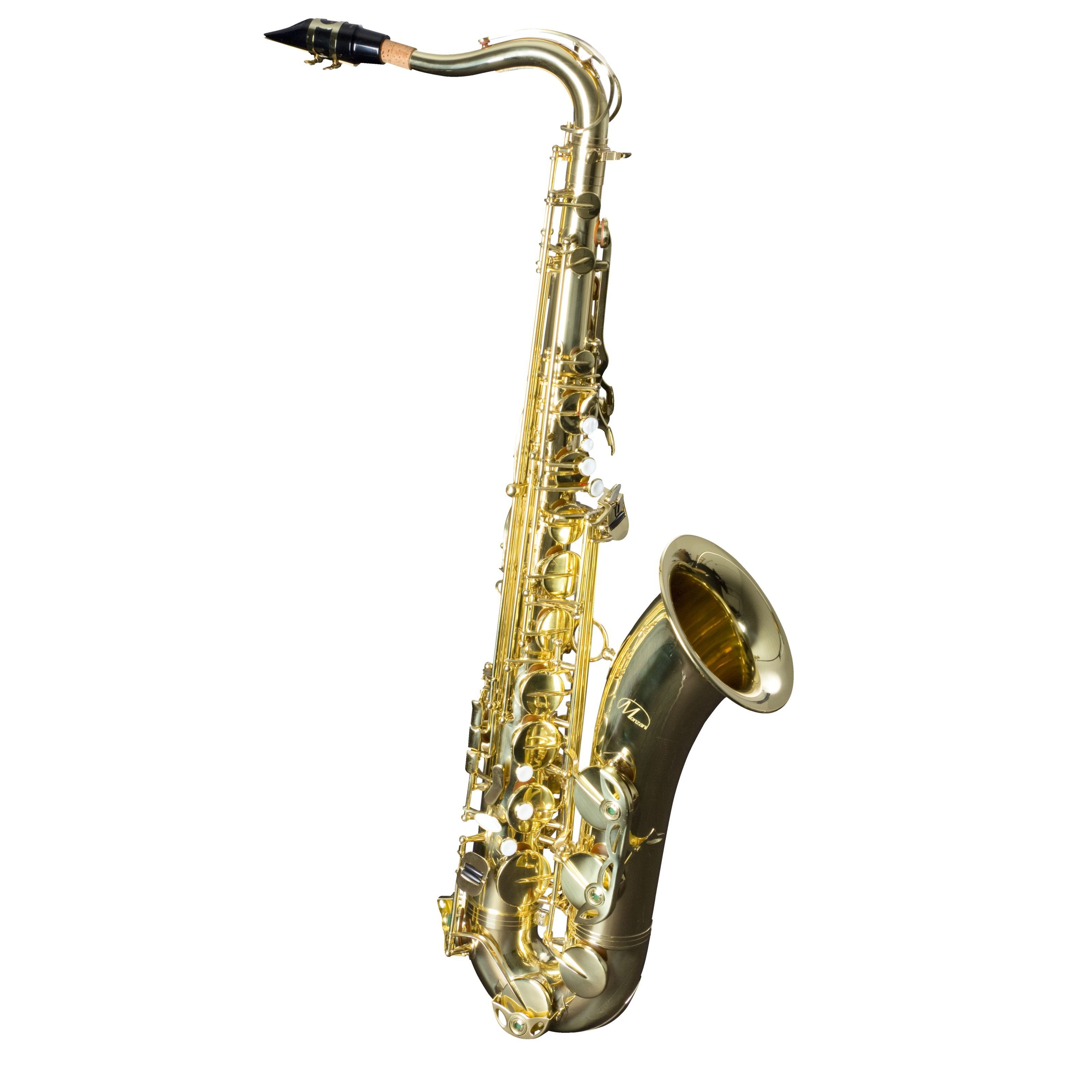 Monzani Saxophon, MZTS-100L Tenor Saxophon, Bb Stimmung, Messing Korpus, Klarlack lackiert, inklusive Mundstück und Tragegurt, Gravur Design, Ideal für Einsteiger, Tenor Saxophon, Bb Stimmung, Messing Korpus