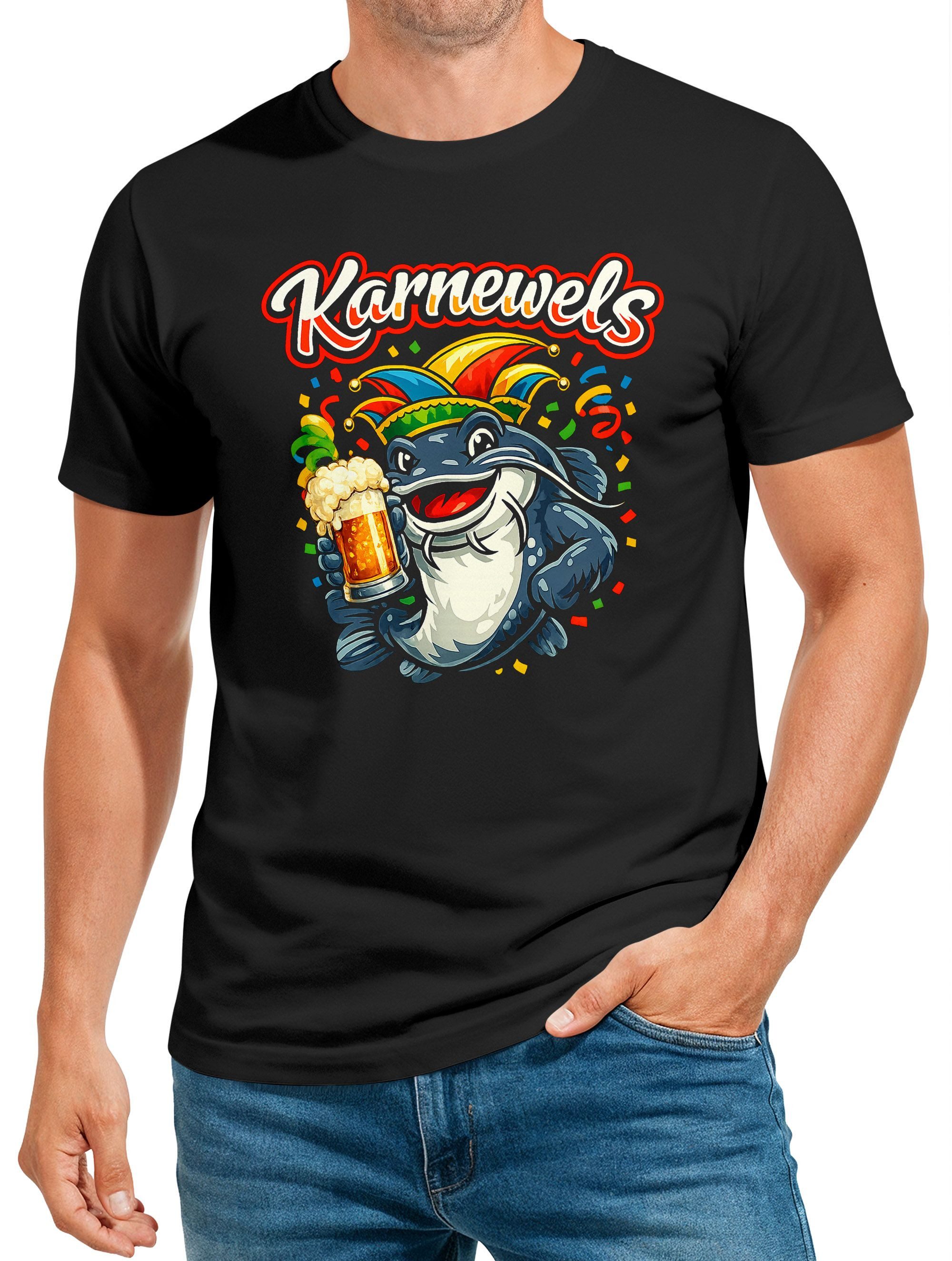 Print-Shirt Herren T-Shirt Fasching Karneval - Karnewels Wortwitz Design