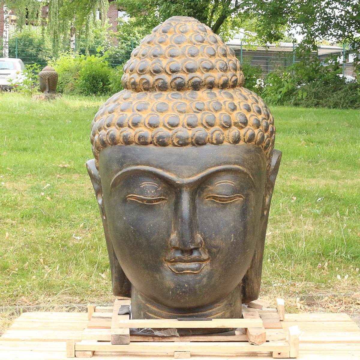 Galerie cm traditionelle Ursprungsland Handarbeit St), im Gartenfigur (1 Finish Antik Dekofigur 100 in Buddha Oriental Herstellung Kopf