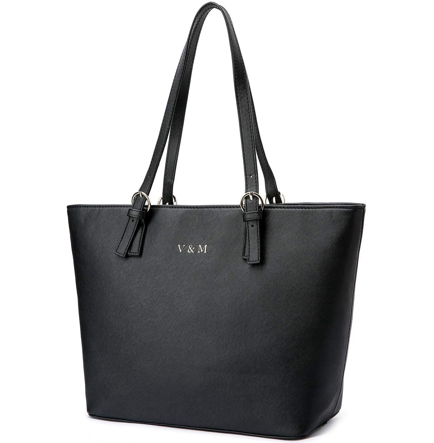 Vanessa & Melissa Shopper G19112BK, Damen Shopper klassisch elegante Handtasche Henkeltasche Schwarz