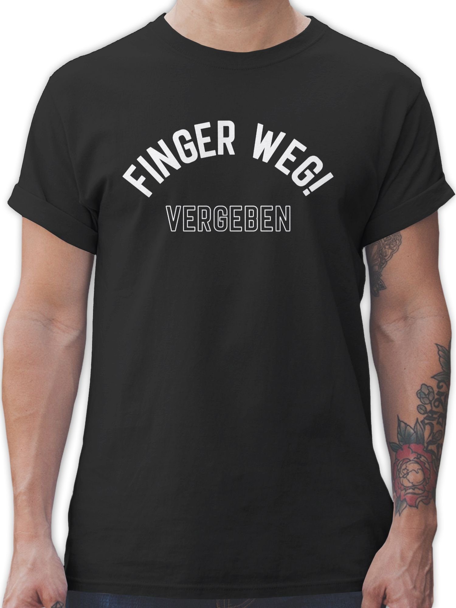 Shirtracer T-Shirt Finger weg! Vergeben Partner-Look Pärchen Herren 01 Schwarz