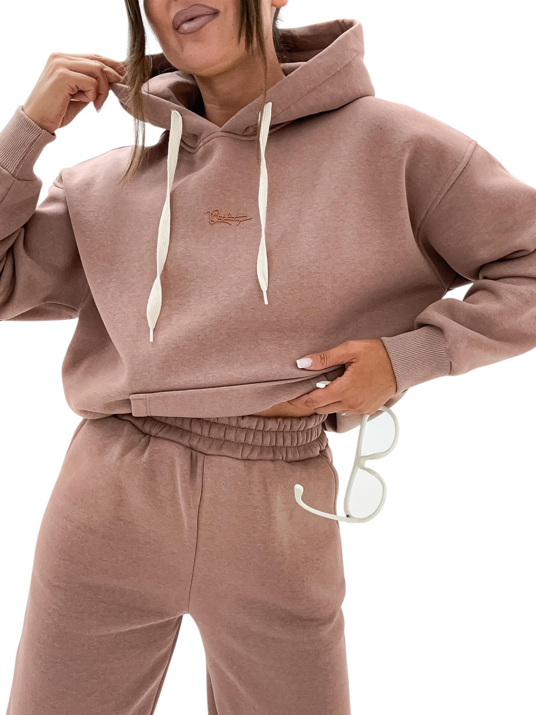 EloModa Jogginganzug Damen Jogginganzug Hoodie & Hose, Fleece, Warm & Bequem; S/M L/XL (2-tlg)