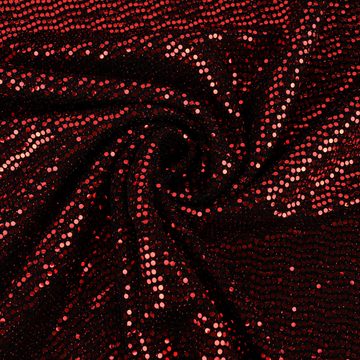 SCHÖNER LEBEN. Stoff Bekleidungsstoff Stretch Lurex Pailletten Glitzer schwarz rot 1,45m, mit Metallic-Effekt