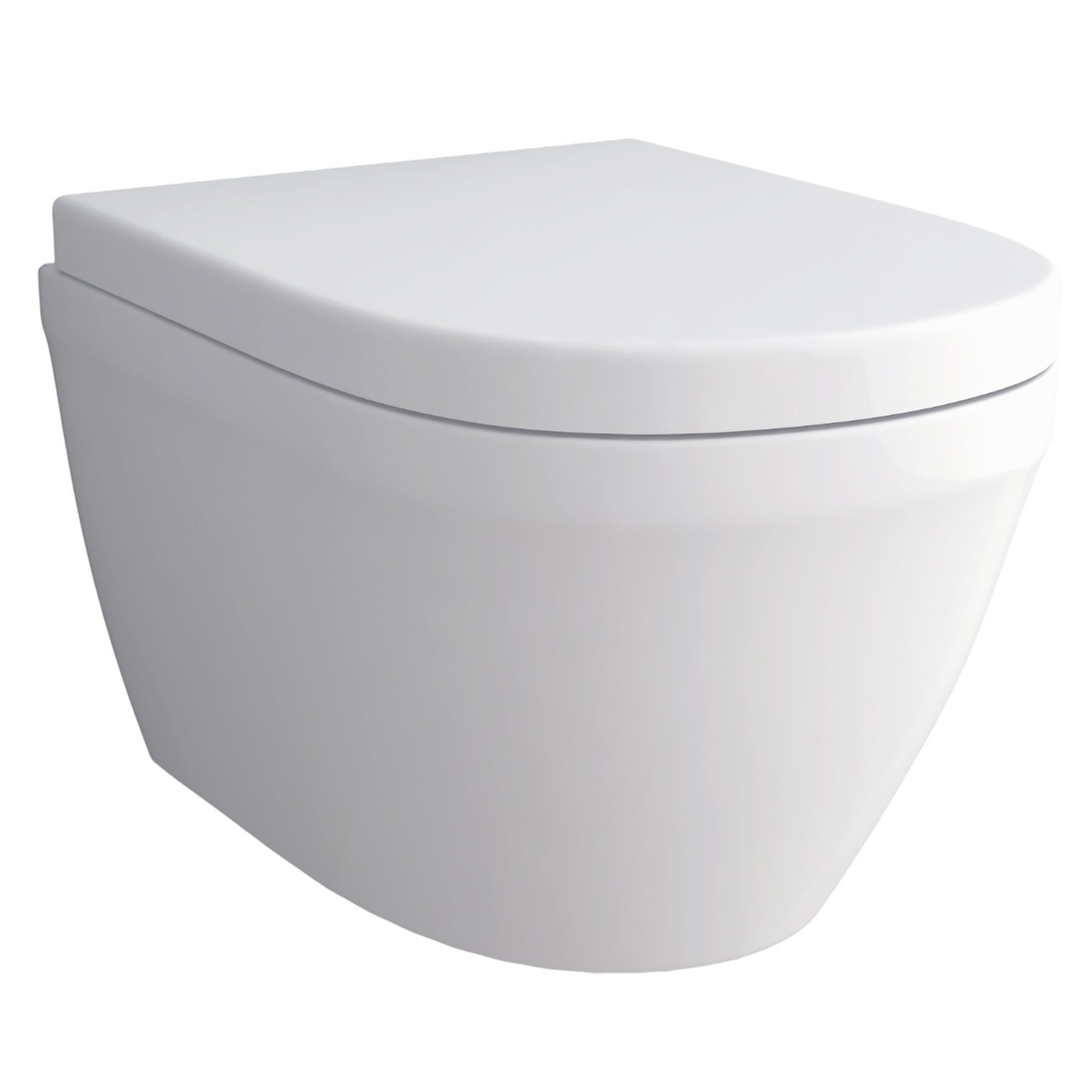 Tiefspül-WC - Spülrandloses WC Set mit Nano - Hänge WC mit WC Deckel
