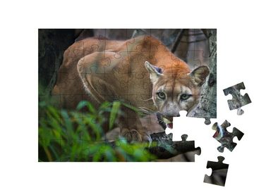 puzzleYOU Puzzle Ein Berglöwe auf der Jagd, 48 Puzzleteile, puzzleYOU-Kollektionen Puma, Raubtiere