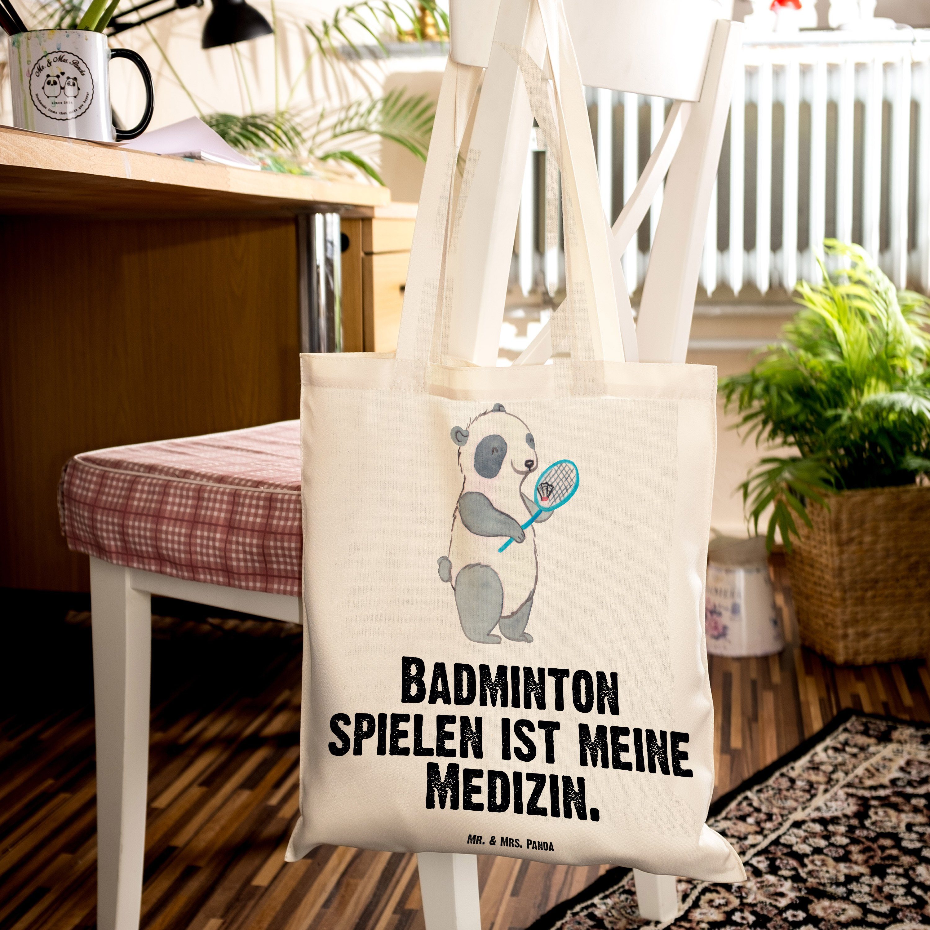 Mr. Tragetasche Panda Stoffbeutel Panda & Transparent Mrs. Hobby, (1-tlg) Badminton Geschenk, - - Medizin