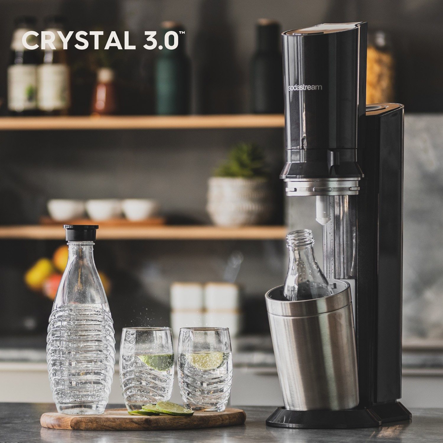 SodaStream Wassersprudler Crystal 3.0 Umsteiger kein CO2-Zylinder enthalten, (1-tlg), NUR kompatibel mit dem pinken CQC-Zylinder von SodaStream
