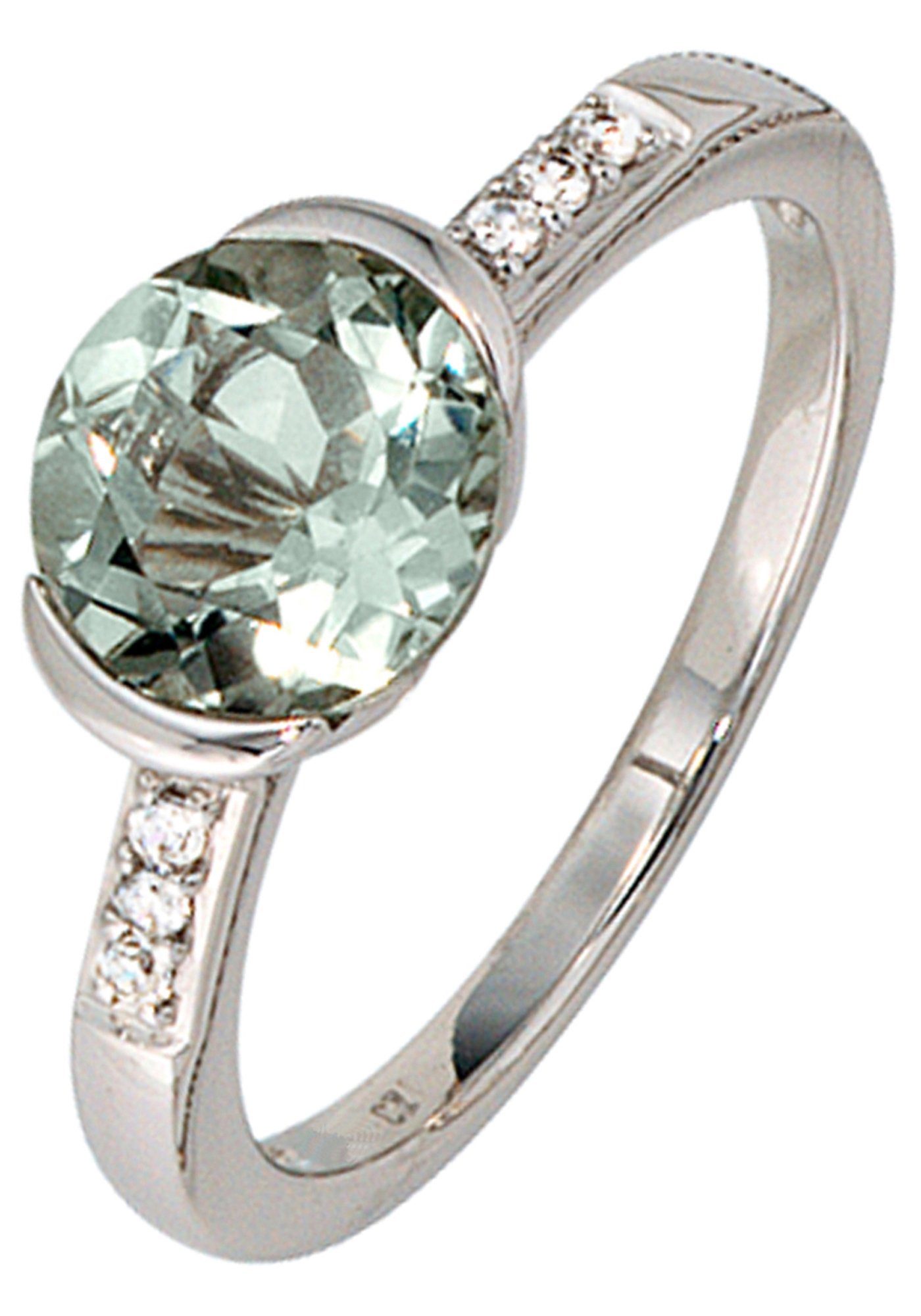 JOBO Diamantring, 585 Weißgold mit Amet...