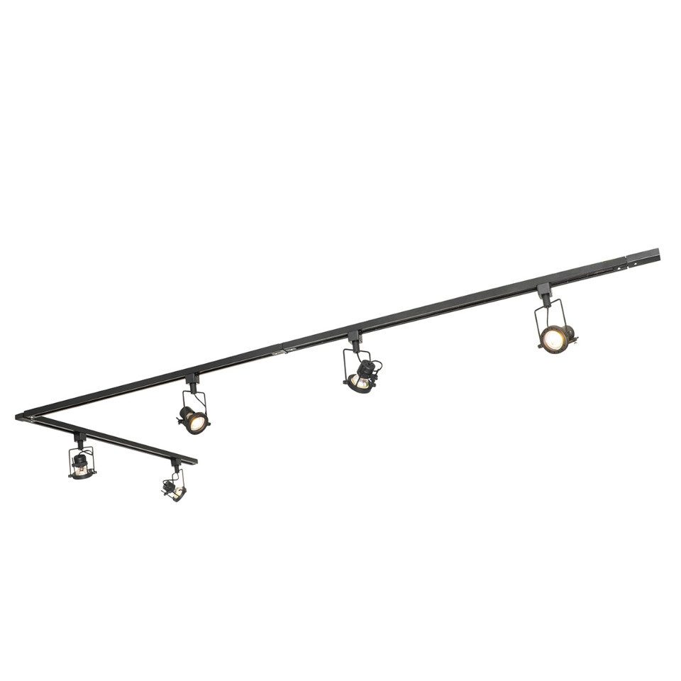 Qazqa Schienensystem-Sets Iconic suplux, Dimmbar, LED wechselbar, Extra-Warmweiß, QAZQA Schienen­leuchte, gu10, Schwarz, Aluminium, Industrie