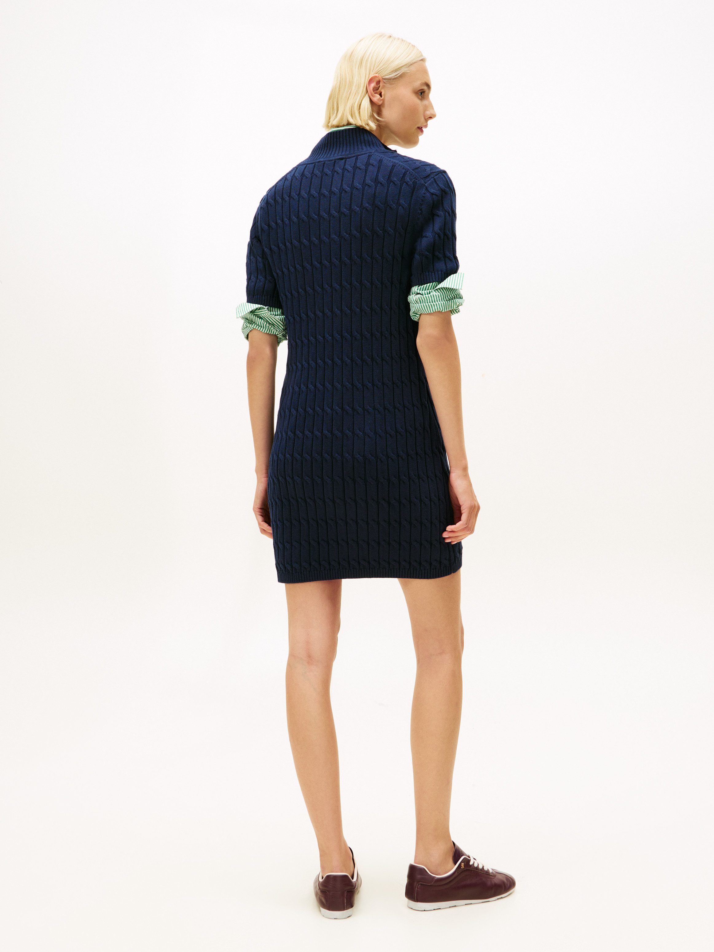 Tommy Hilfiger Minikleid CO CABLE MID GG SHIFT MK DRESS mit Zopfmuster