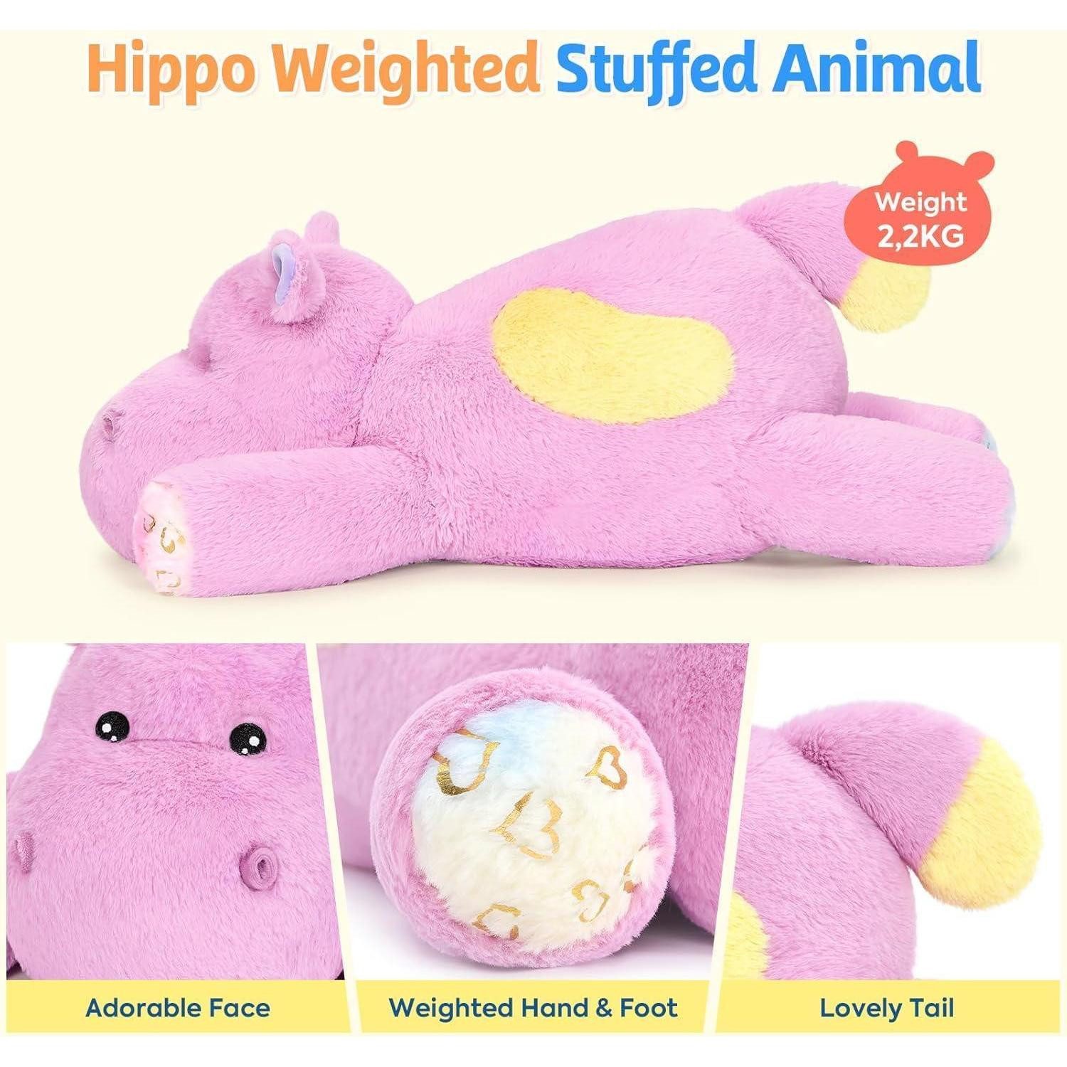 LuxusKollektion Kuscheltier Kuscheltier gewichtetes Nilpferd Plüschtier XXL Kissen Nilpferd 65cm