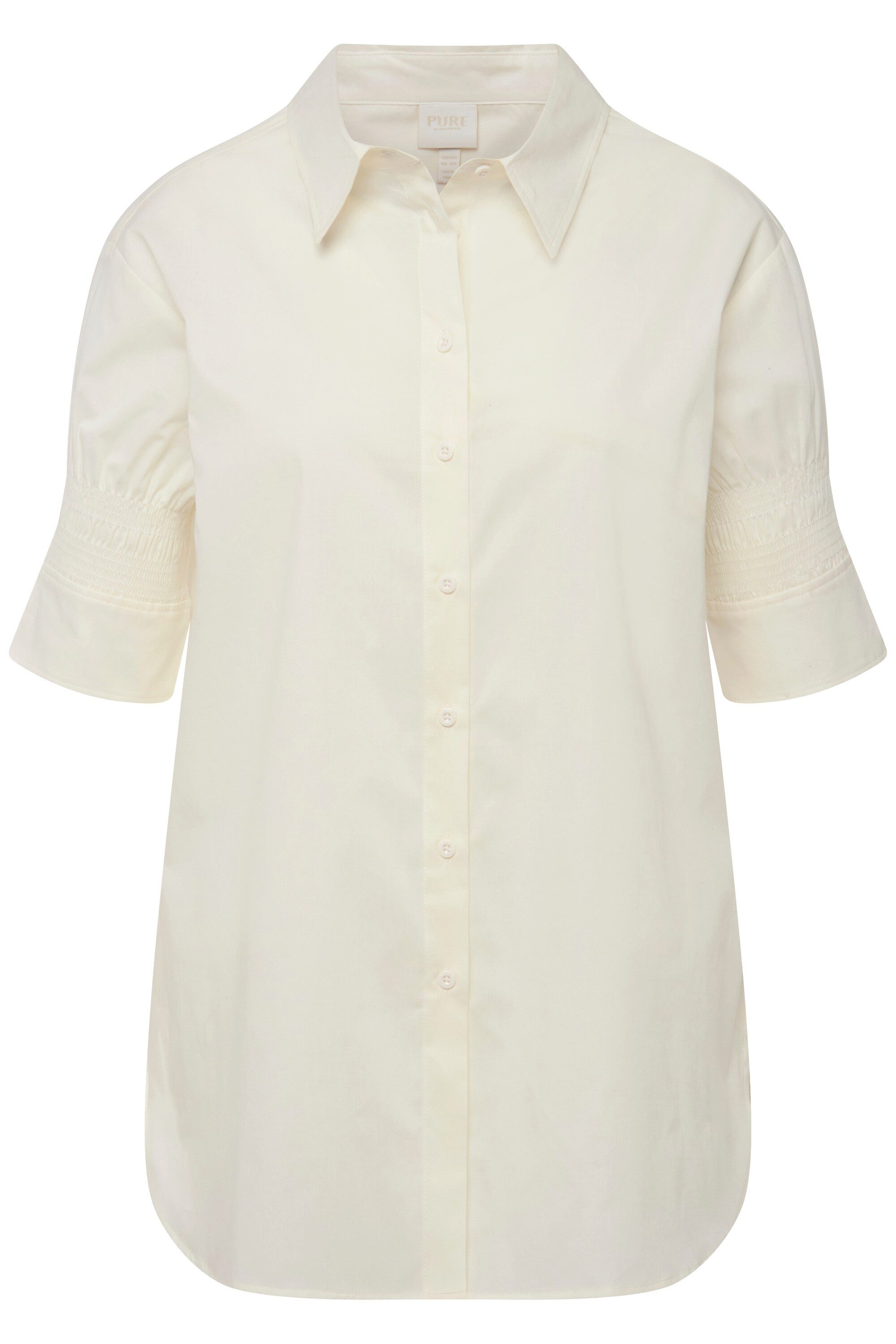 Ulla Popken Hemdbluse Shirtbluse Hemdkragen Smok-Halbarm günstig online kaufen
