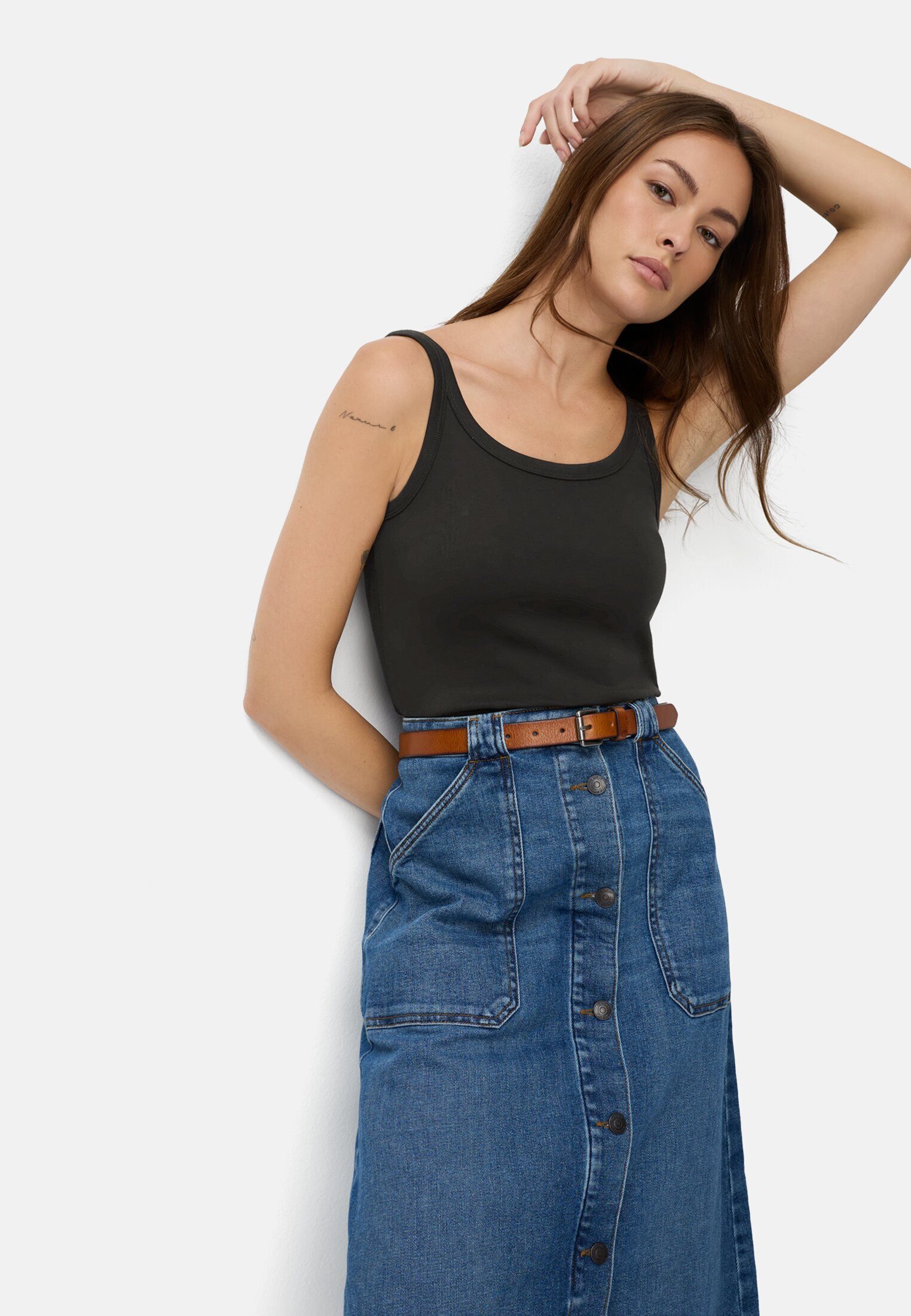 camel active Spaghettitop aus reiner Baumwolle ärmellos
