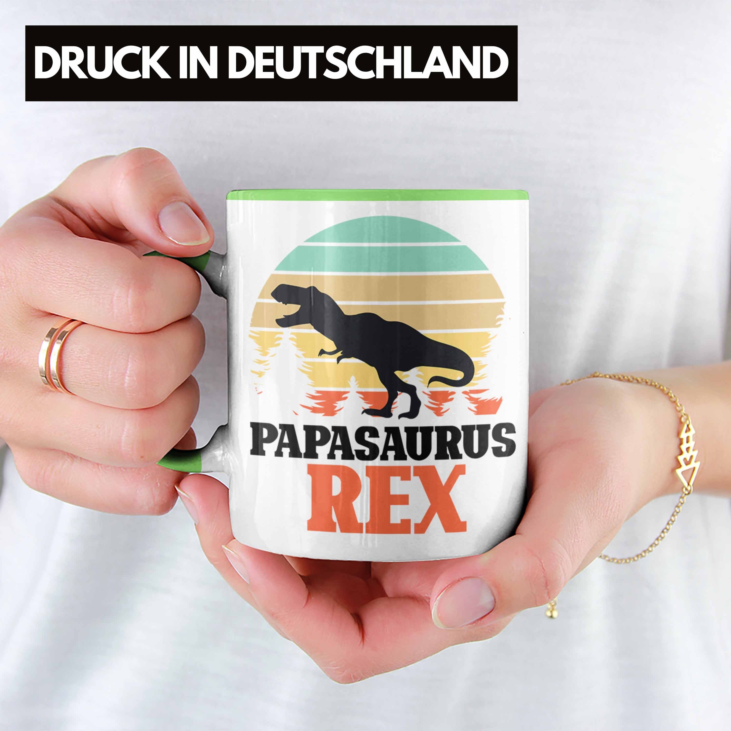 Tasse Geschenk Papa Vater Tasse Lustiges Vatertag Grün Gesche Papasaurus für Trendation Rex