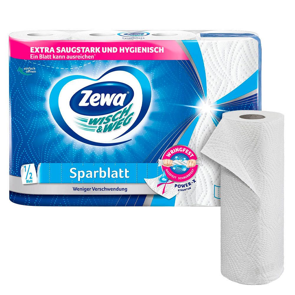 Drucker- und Kopierpapier Zewa 43224 Küchenrollen WISCH&WEG Sparblatt 2-lagig 4 Rollen
