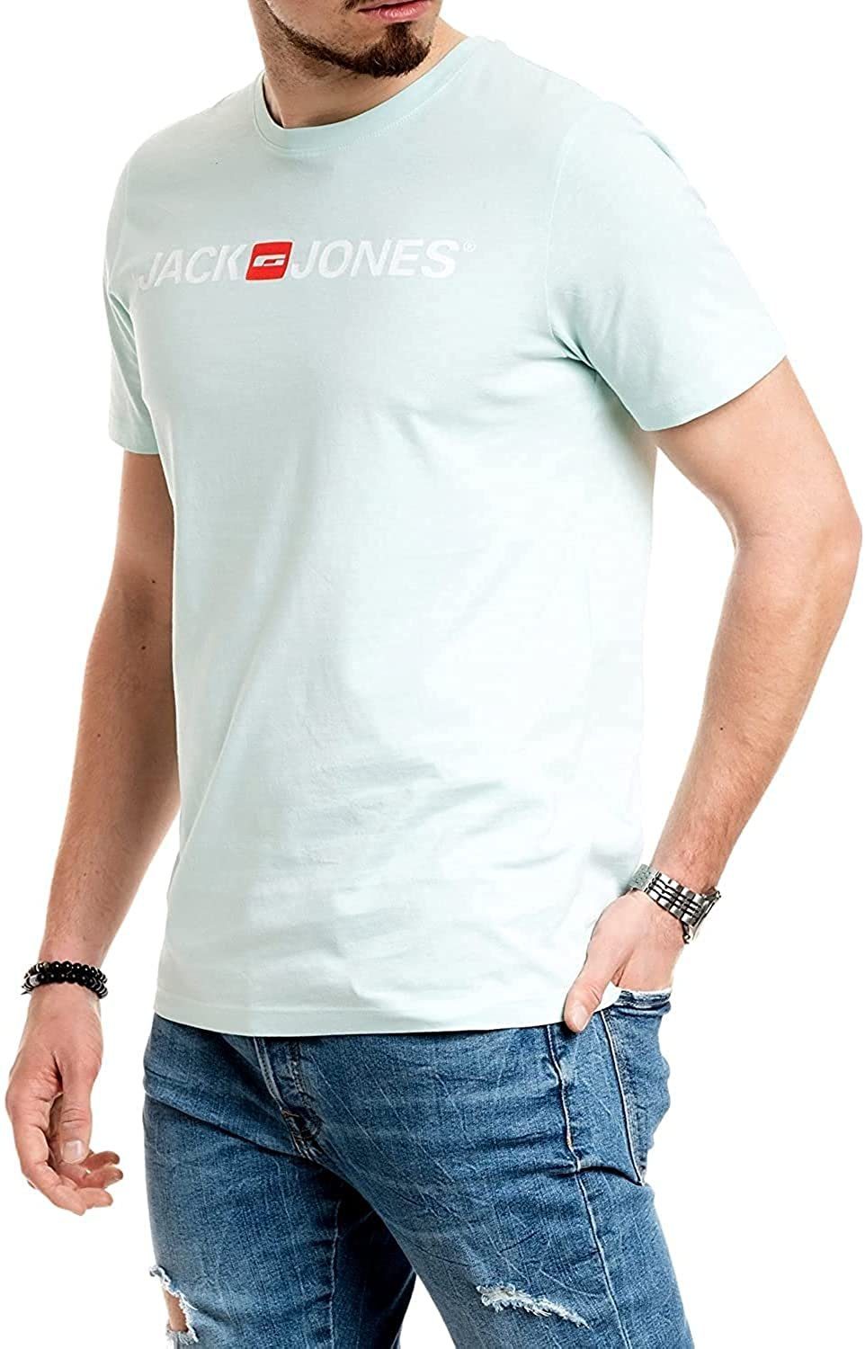 Jack Mix T-Shirt Jones 27 & 3er-Pack) Baumwolle Slim Printdruck, mit (Spar-Set, aus