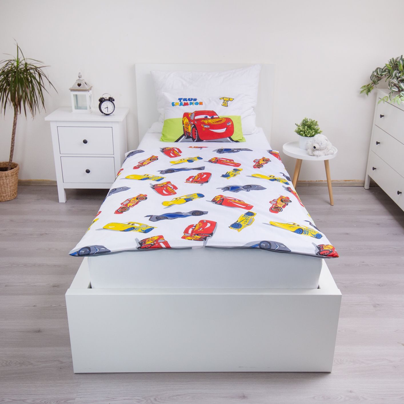 Cars Babybettwäsche Set Champion Bettbezug 100x135 cm, Kissenbezug 40x60 cm 100% Baumwolle, Baumwolle, 2 teilig