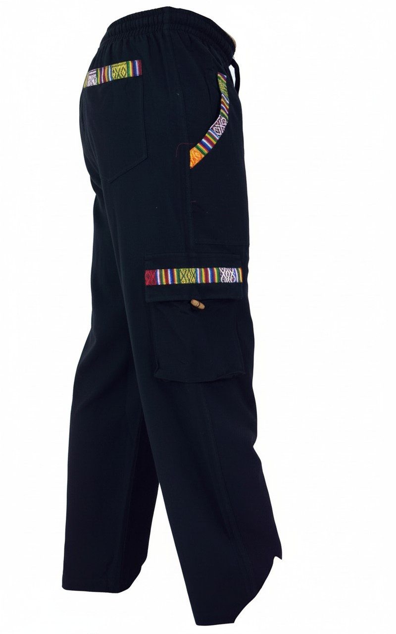 Guru-Shop Relaxhose Yogahose, Goa Hose im Ethnostyle - schwarz Hippie, Ethno Style, alternative Bekleidung