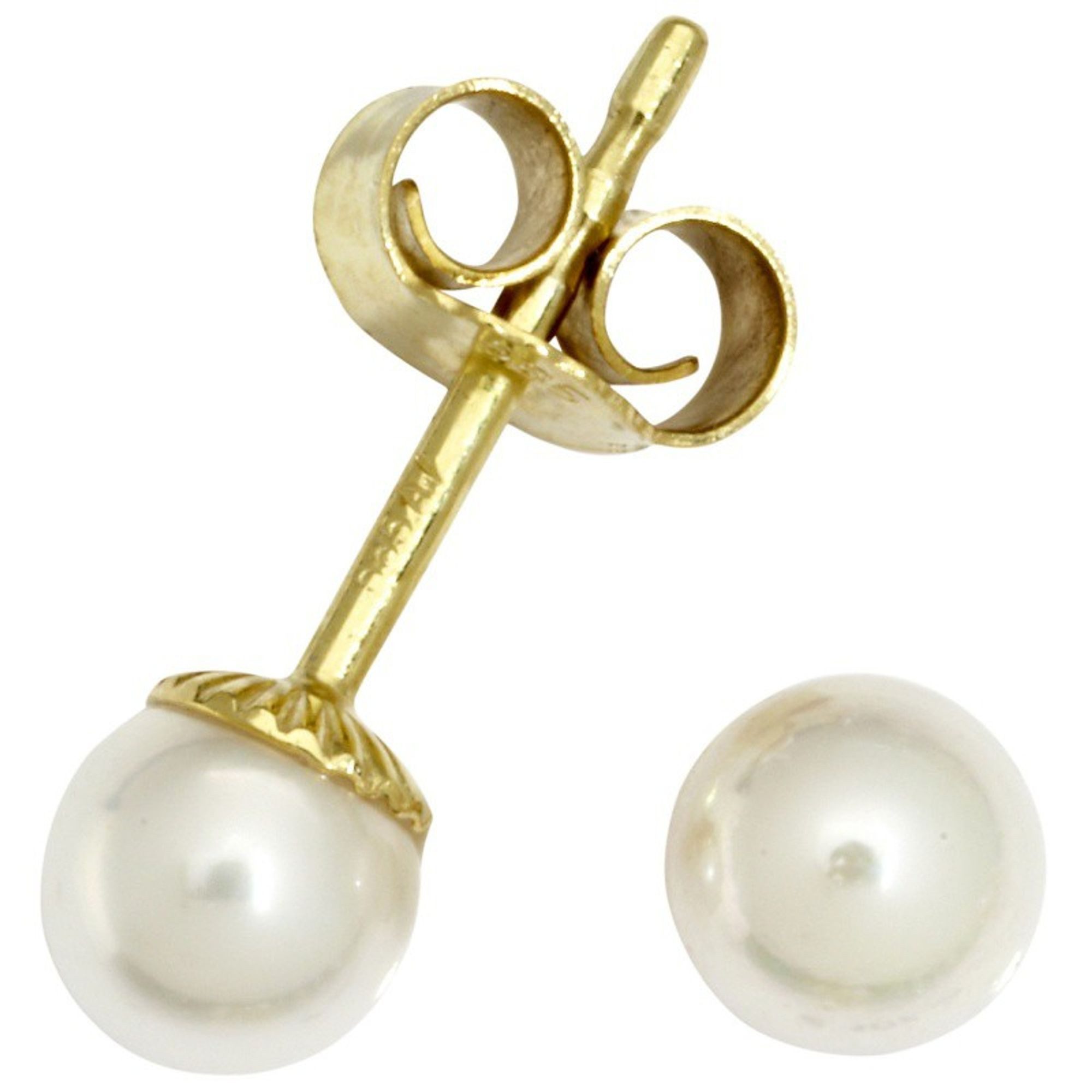 Miamar Paar Ohrstecker ZP5, Miamar ZP5 Damen Ohrstecker 14 Karat (585) Gelbgold Perle Weiß