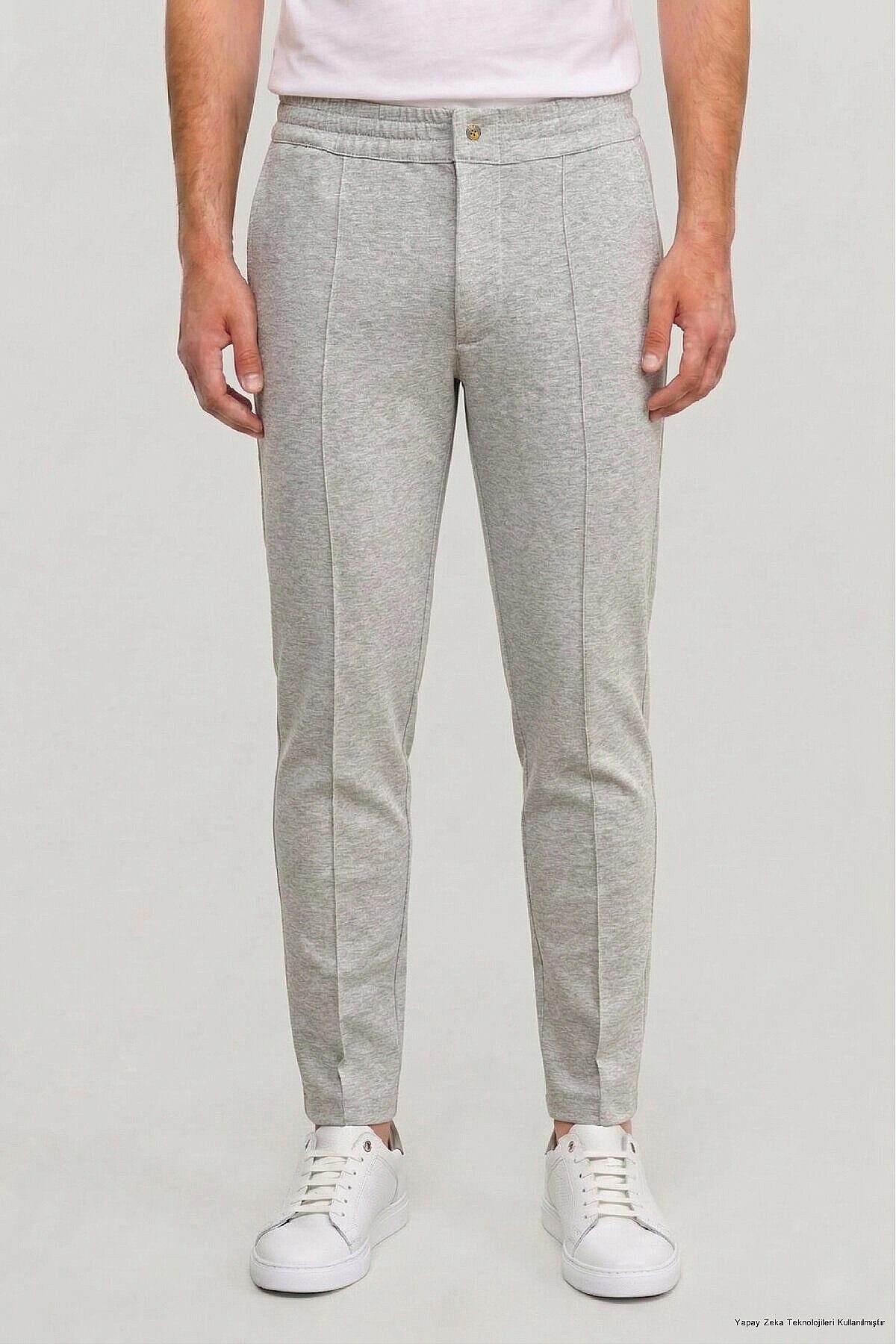 SmileSmile Boyfriend-Jeans Grau Melange Baumwoll Jogginghose