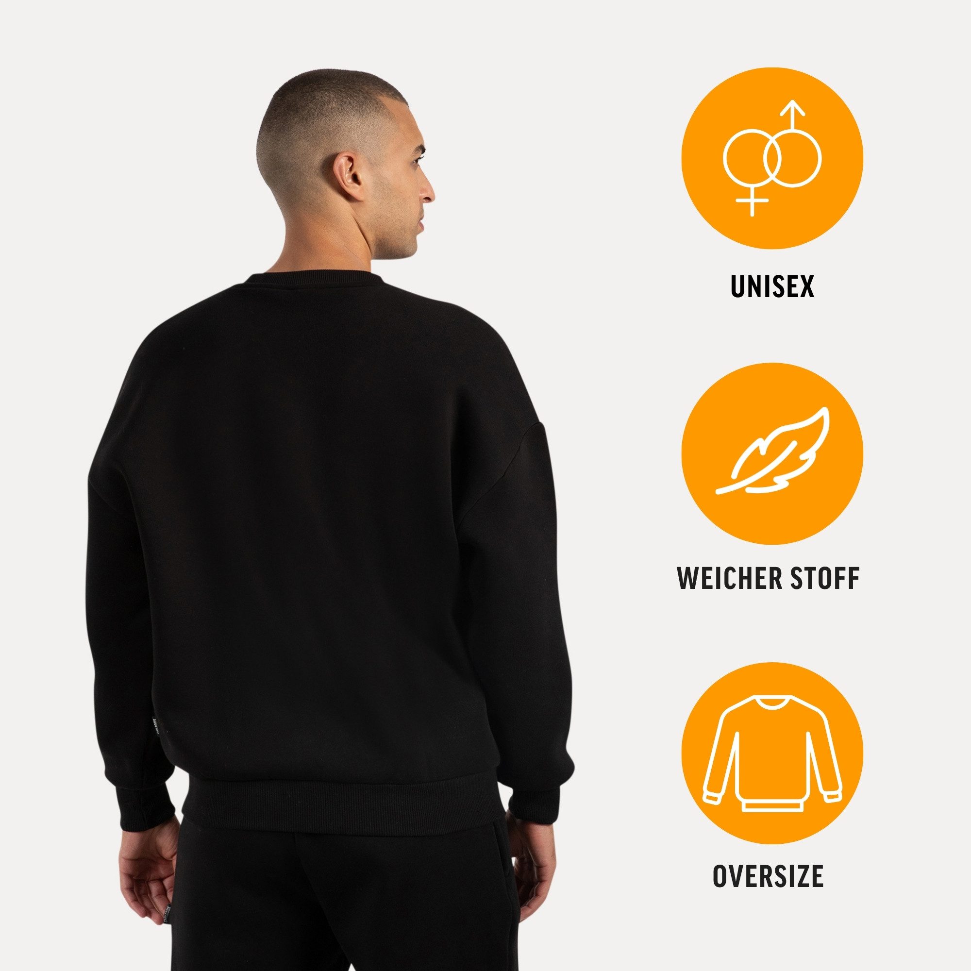 Smilodox Sweatshirt Unisex Riven, Oversize Fit Pulli mit Graviertem Metalllabel Rundhals Langarmshirt weiches Material Bequemes Tragegefühl Freizeit Gym