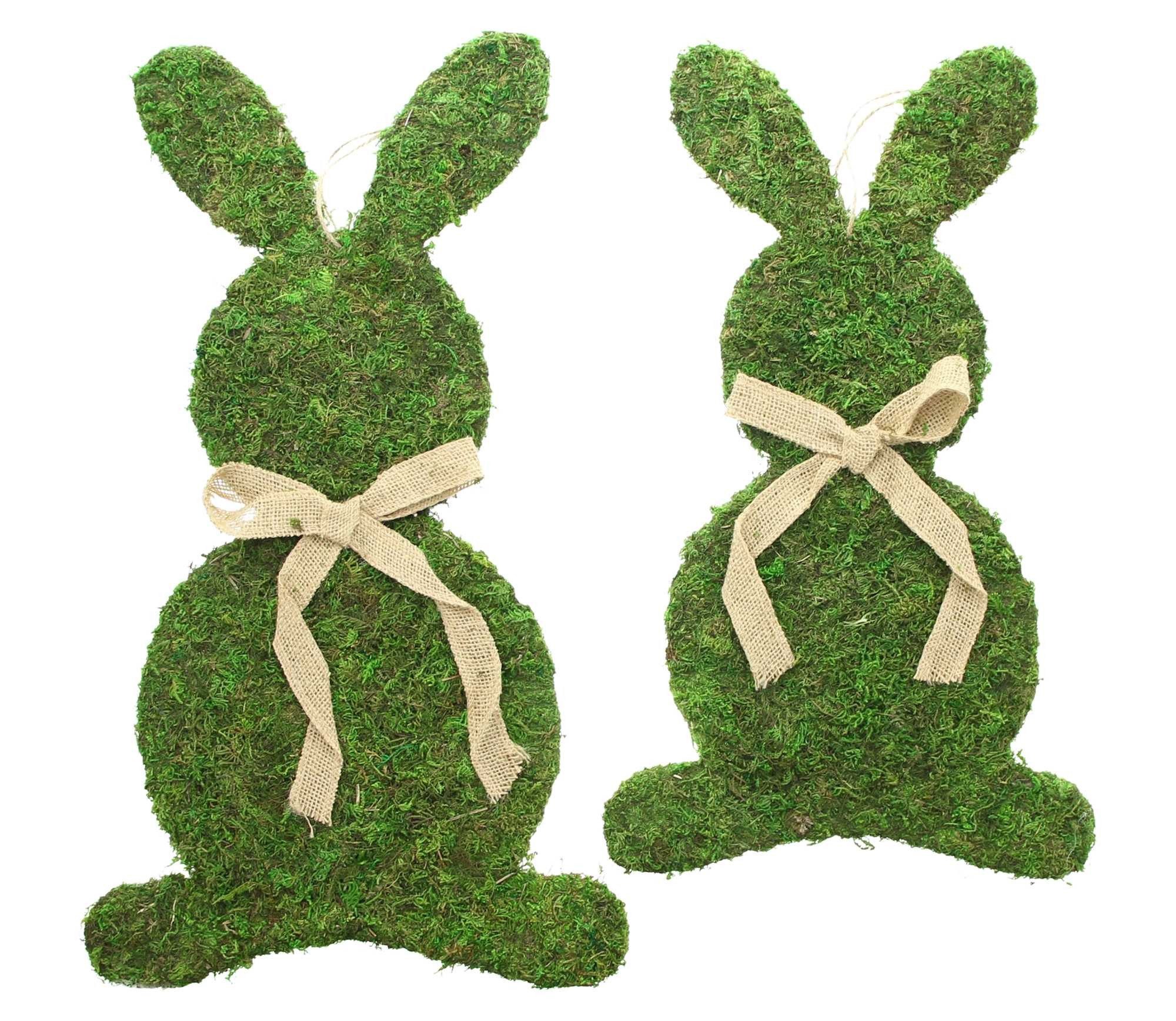 Dekoleidenschaft Osterhase "Moos" Naturmoos auf Metall, große Dekofigur, Osterdeko, Moosdeko (2 St., im Set), 46 + 52 cm hoch, Osterfigur, Figurenset