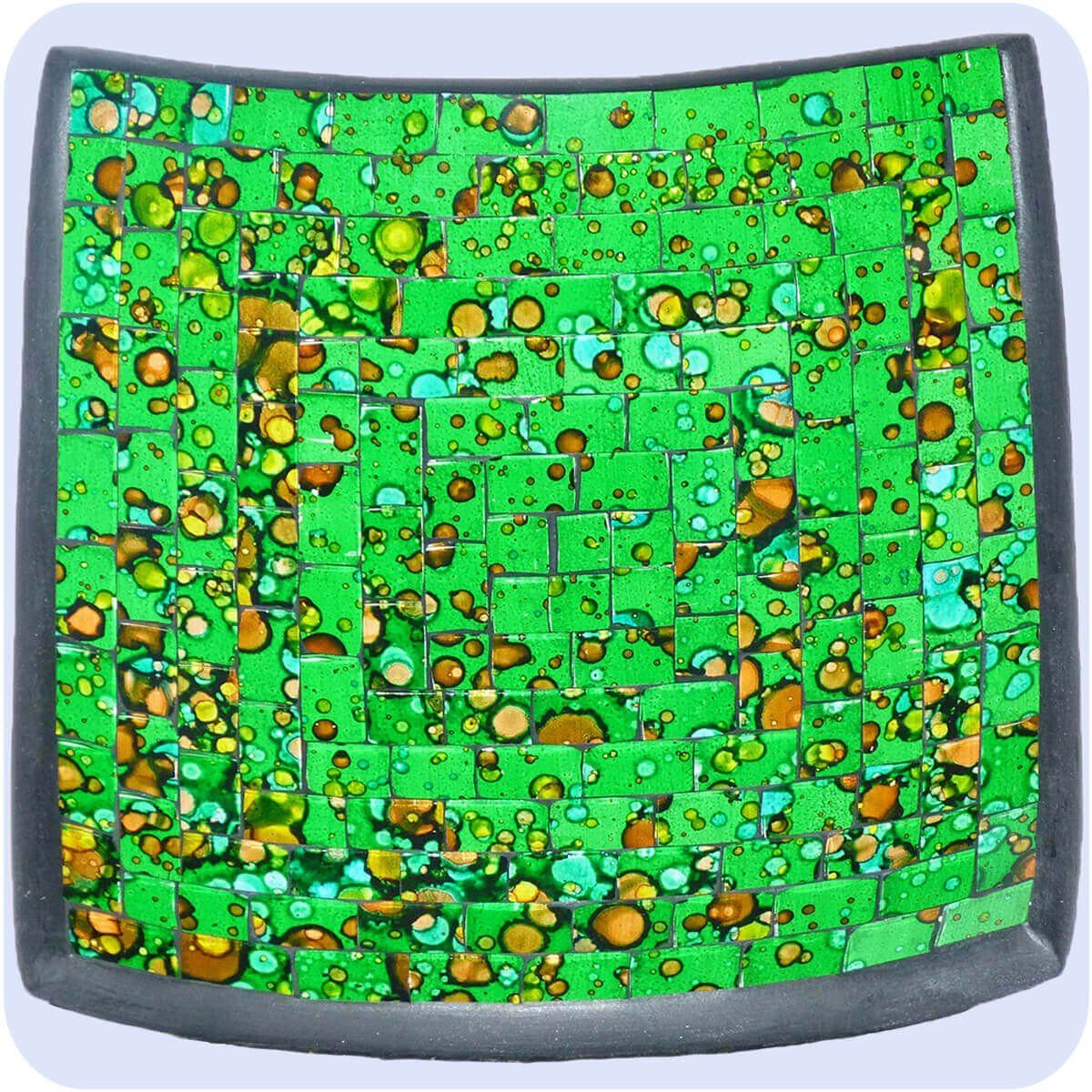 20 ca. Quadrat B: Dekoschale Grün Schale Stück) cm Mosaik (1 Bunt SIMANDRA